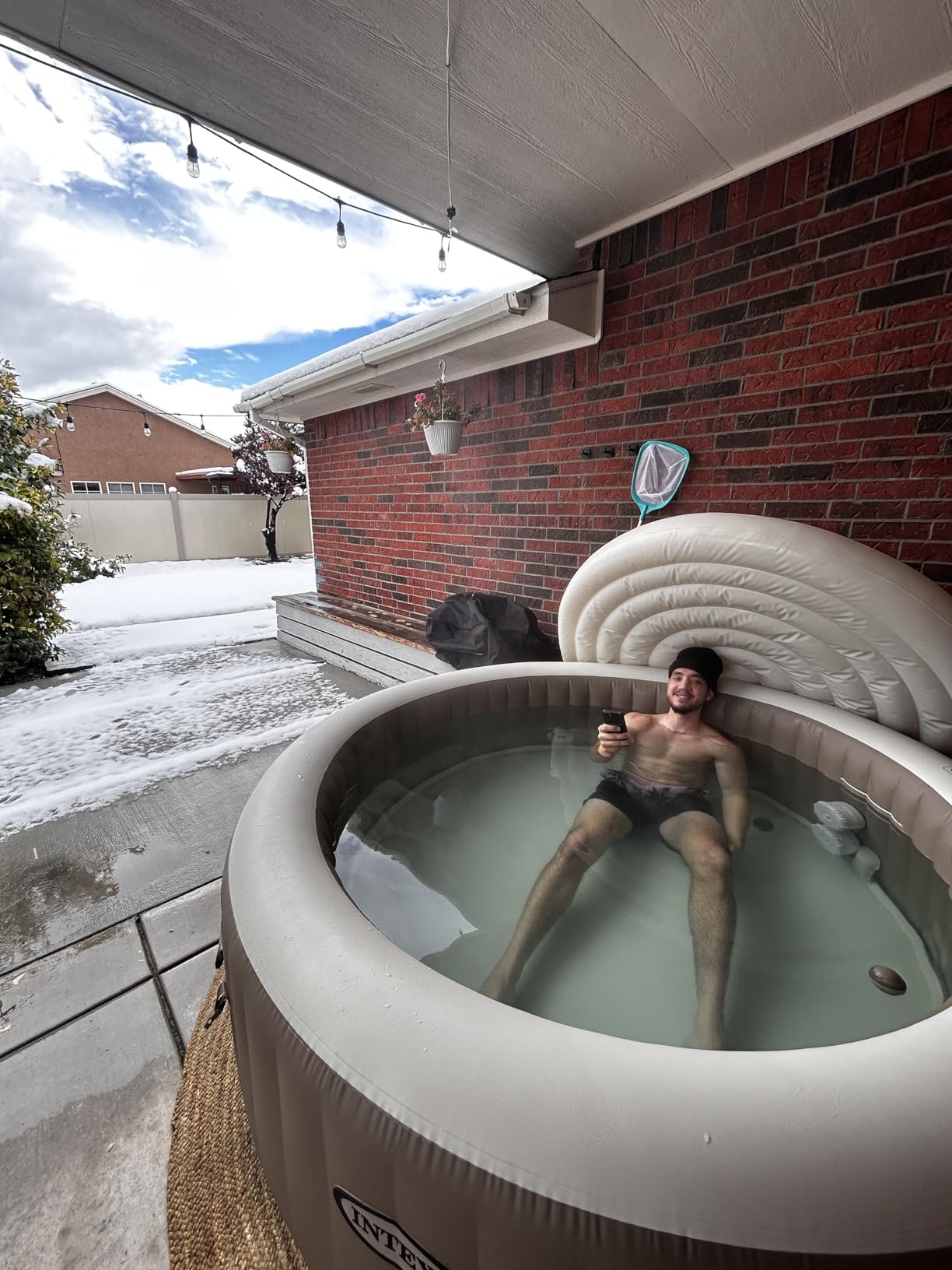 INTEX PureSpa Plus 6 Person Round Inflatable Hot Tub, Bubble Massage Spa Set with Energy Efficient Cover, 2 Headrests, & LED Light, 85 in x 28 in customer photo 2