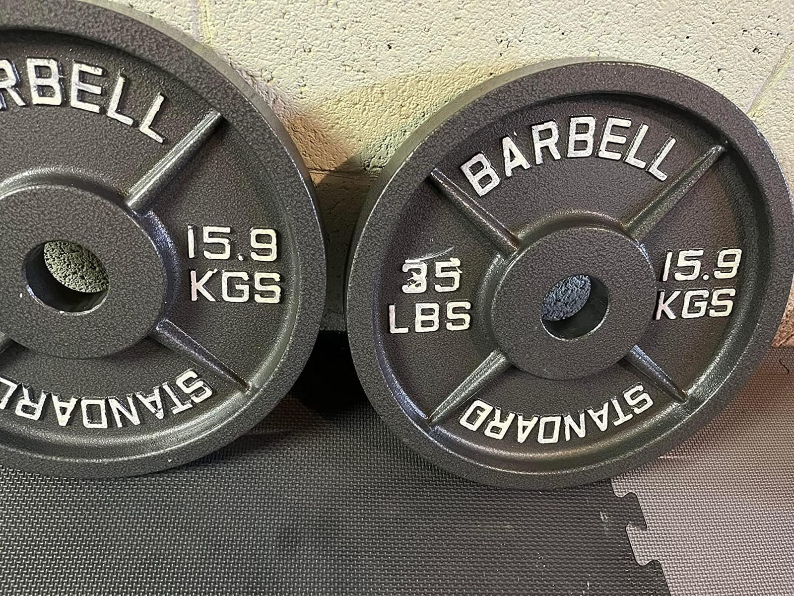 Cast Iron Olympic Weight Plates - Free Weights with 2-inch Hole & Anti-Rust Hammertone Finish - Ideal for Strength Training, Crossfit Equipment & Home Gym Set - Sold in Pairs - 2.5LB-45LB customer photo 1