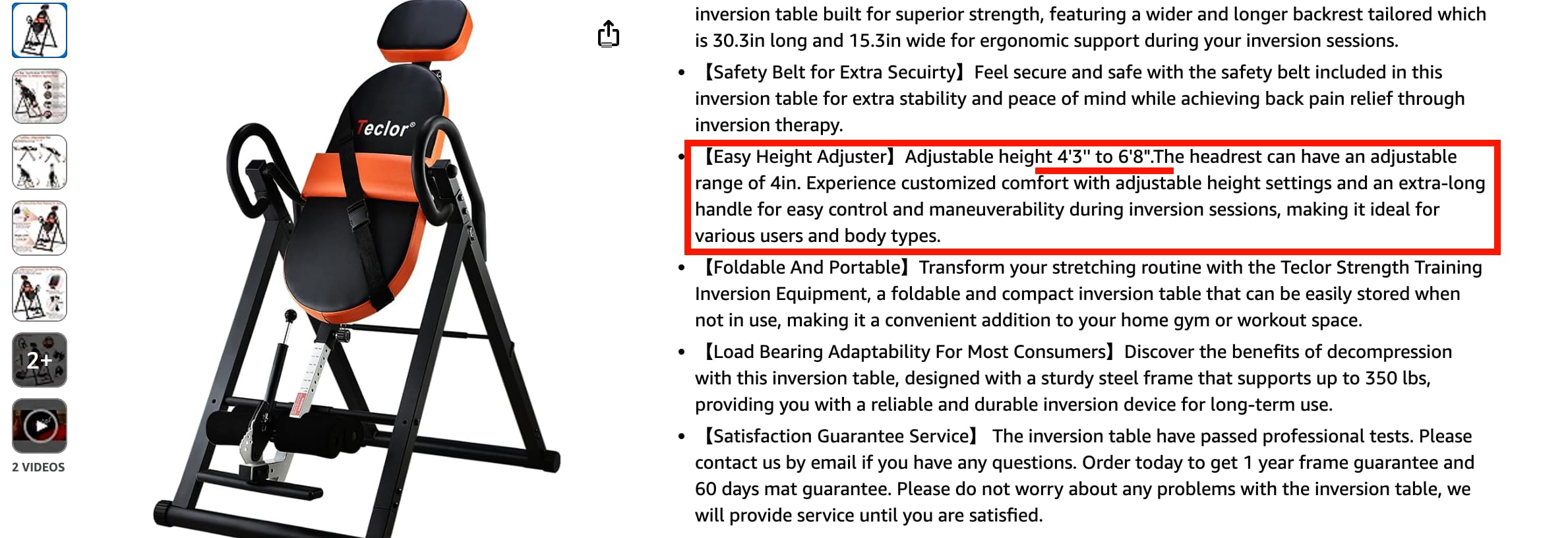 Teclor Inversion Table for Back Pain Relief, 350 lbs Capacity Strength Training Inversion Equipment, Decompression Table for Pain Therapy Training with Safe Belt & Comfortable Ankle Holders customer photo 1