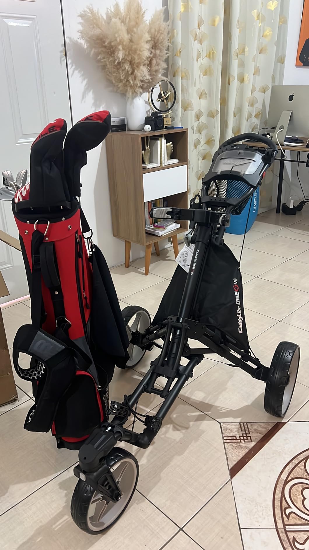 Caddytek CaddyLite ONE-Swivel V8 Golf Push Cart - Lightweight 3 Wheel Foldable Cart with One-Click Folding, 360° Swivel Front Wheel, Adjustable Handle, Cooler Basket customer photo 1