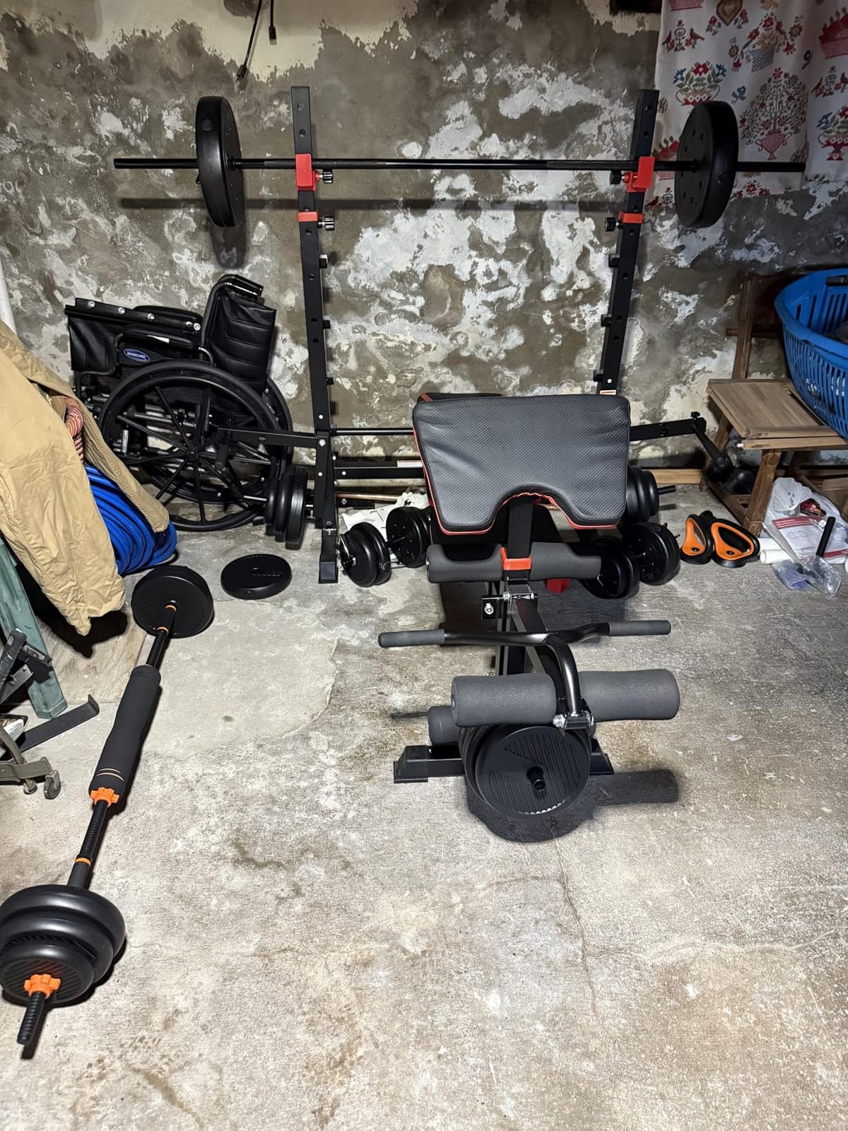 US Weight 105 Pound Barbell Weight Set for Home Gym| Adjustable Weight Set with Two Dumbbell Bars and Full 6 Ft Bar, Black customer photo 2