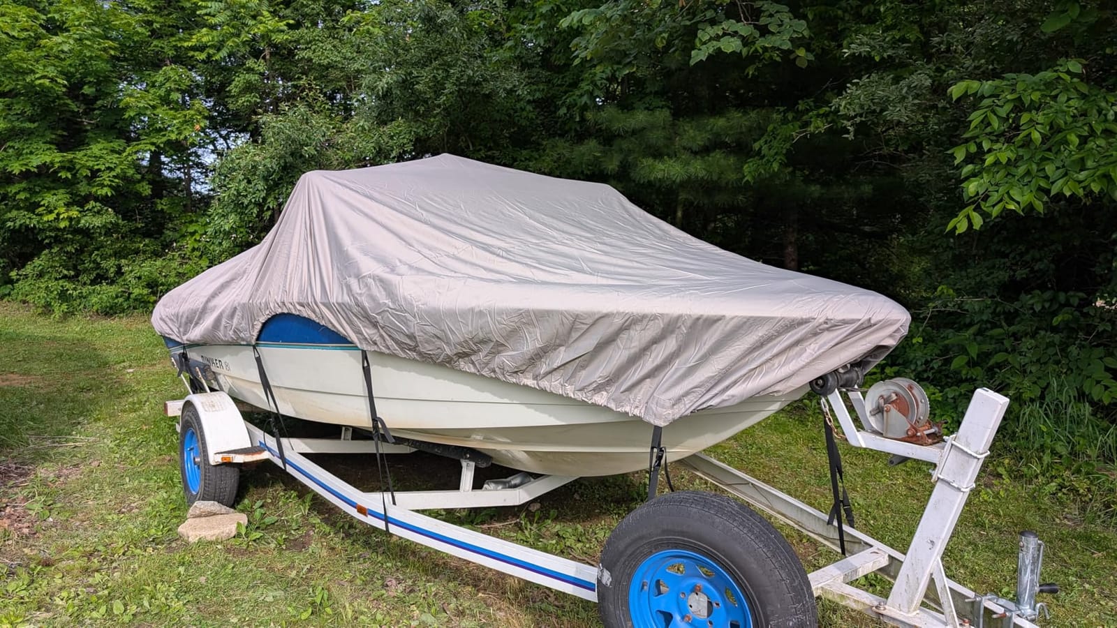 Waterproof 20-22FT Boat Cover, 1200D Heavy Duty Trailerable Cover | Marine Grade Oxford Fabric, UV & Tear Resistant, Double Stitching, Elastic Hem, Fits V-Hull/Ski Boat/Bass Boat/Fishing Boat customer photo 2