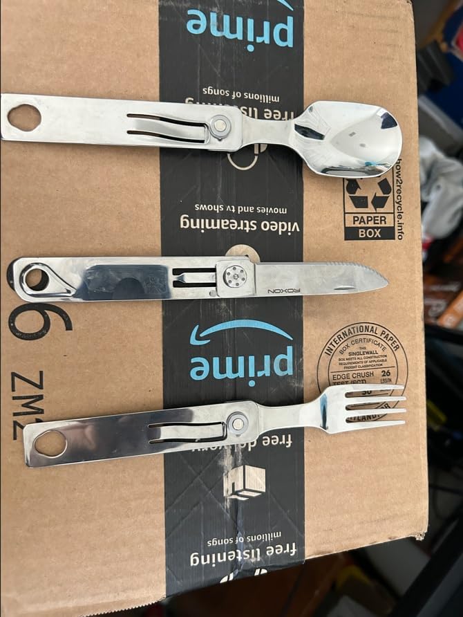 ROXON 3-in-1 Camping Utensils Set with Case (Knife, Spoon, Fork) Silver | Magnetic Folding, Stainless Steel Cutlery, EDC Portable Lightweight Silverware customer photo 1