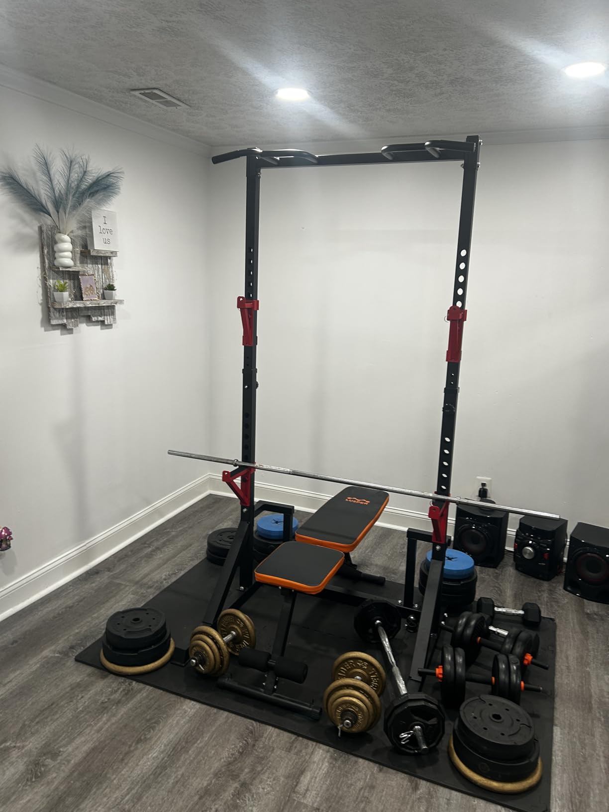 CANPA Multifunction Power Rack with Pull up Bar, Heavy Capacity and Adjustable Squat Stand Rack for Home Gym Equipment, Power Rack Cage customer photo 1