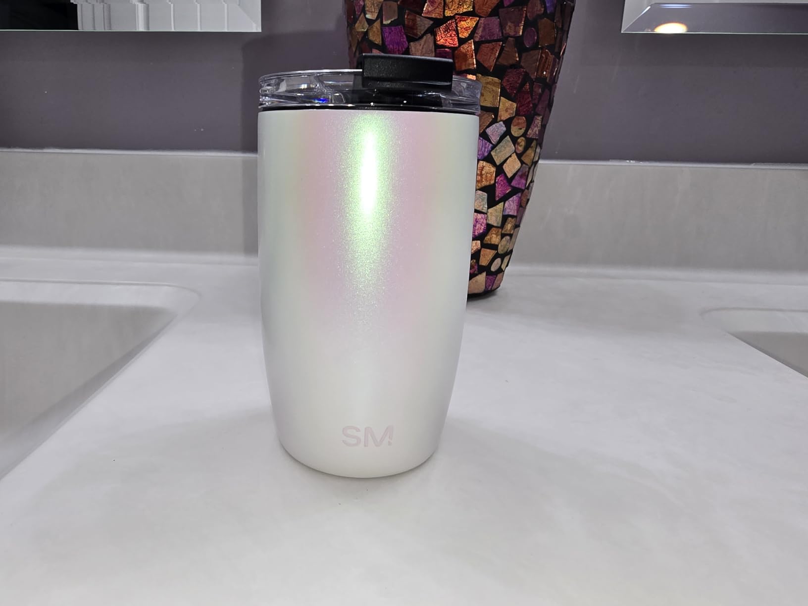 Simple Modern Travel Coffee Mug with Lid | 16oz | Beige | Voyager Coffee Cup, Coffee Tumbler for Hot & Iced Drinks | Insulated Stainless Steel Travel Mug | Almond Birch customer photo 1