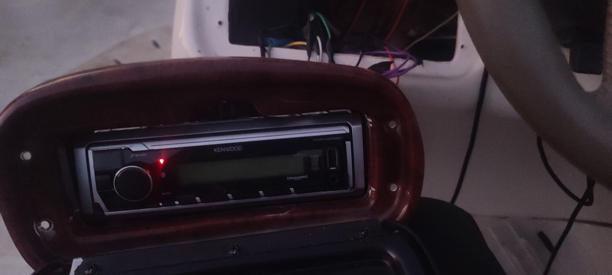KENWOOD KMR-M332BT Car & Marine Stereo - Single Din, Bluetooth Audio, USB MP3, Aux in, AM FM Radio SiriusXM Ready, Weatherproof, Multi Color Illumination customer photo 1