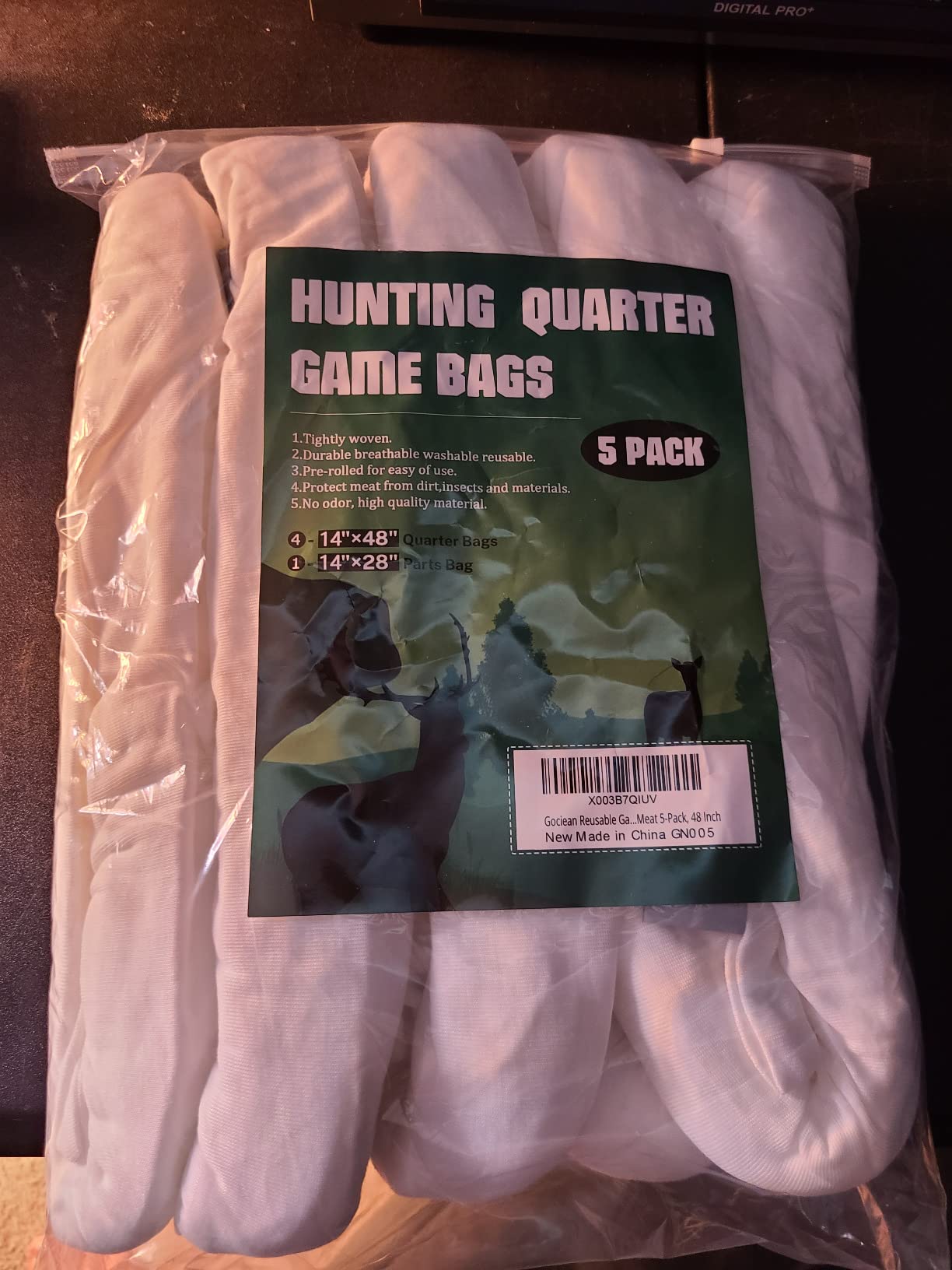 Game Bags Elk Hunting Meat Bags, 48inch/60inch 5-Pack Rolled Heavy Duty Quarter Bags, Reusable & Breathable Meat Game Bags with Reflective Strip for Elk, Caribou, Deer, Moose, Antelope, Duck customer photo 1