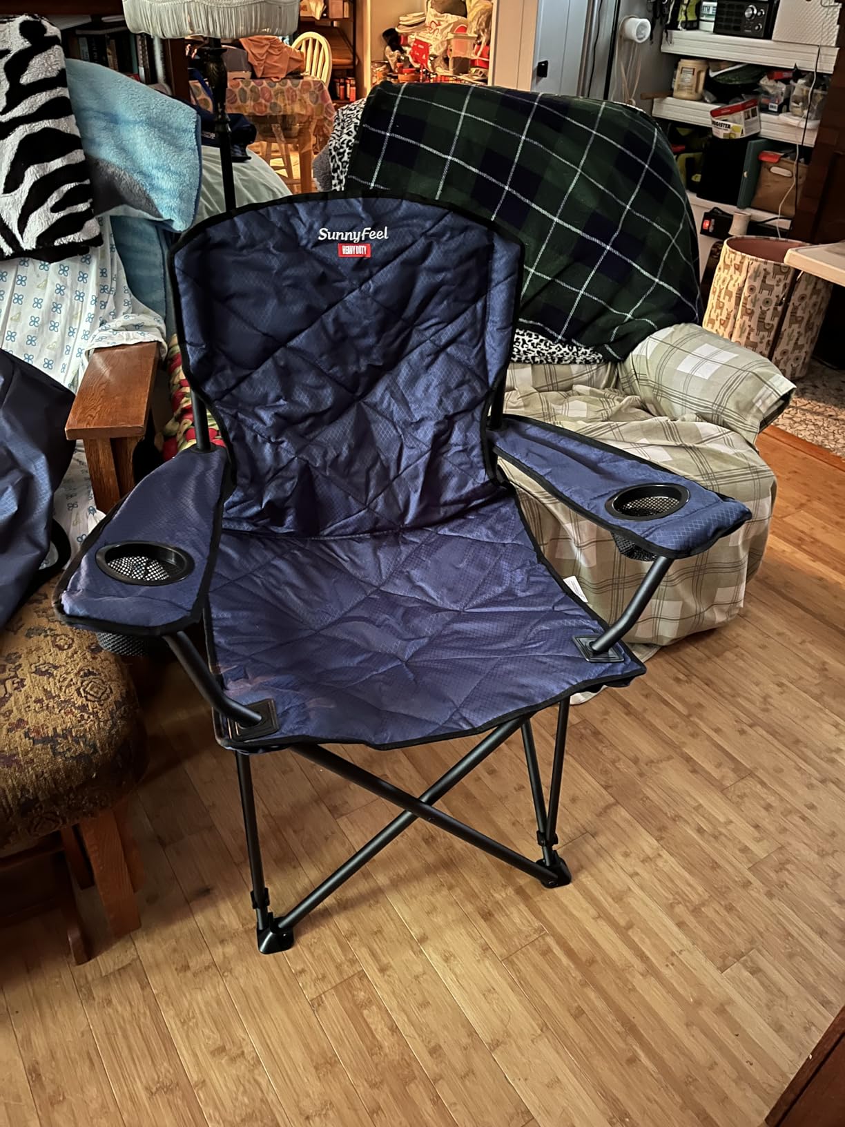 SUNNYFEEL XXL Oversized Camping Chair 800 lbs for Big Tall Adults, Blue | Portable Folding 27