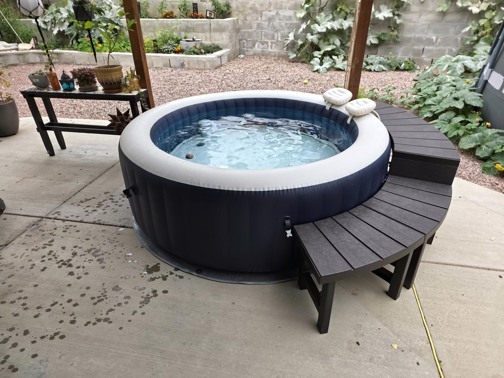 INTEX PureSpa 4 Person Inflatable Hot Tub Bundle w/Energy-Efficient Cover | 28429EP Bubble Massage: Built-in Hard Water Treatment, 77in x 28in, Cobalt Blue - Set of 2 Foldable PureSpa Benches Included customer photo 1