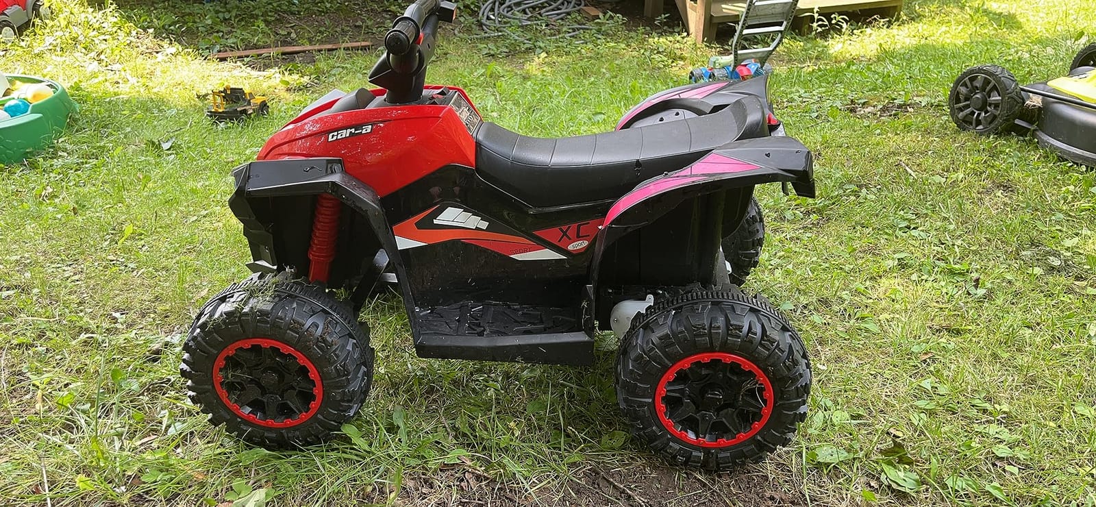 Aosom 12V Kids ATV Quad Car, 4 Wheeler, Forward & Backward Function, Red | Wear-Resistant Wheels, Music, Up to 3.7 MPH, Electric Ride-on ATV for Toddlers Ages 3+ Years Old customer photo 2