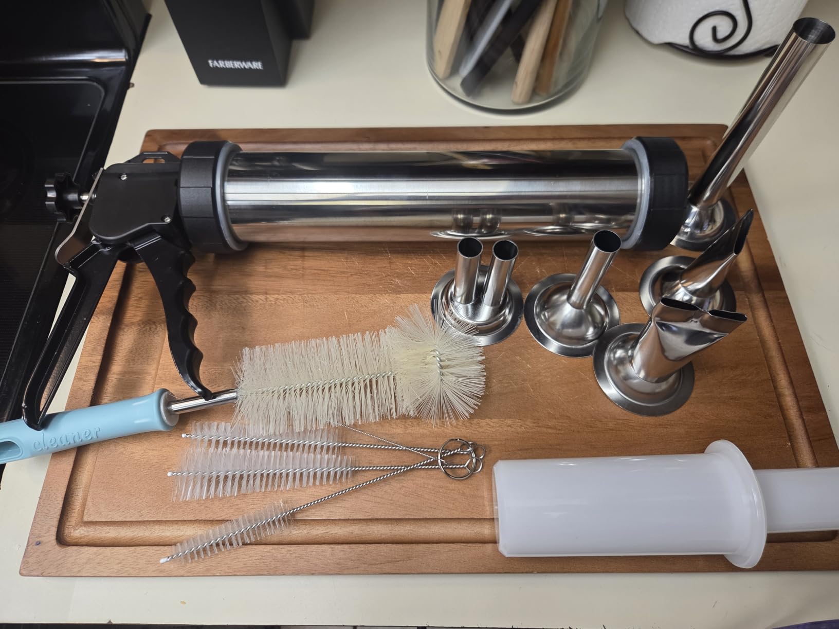 Professional Beef Jerky Gun Kits, Stainless Steel Jerky Maker, Jerky Cannon, Meat Gun with 5 Stainless Nozzles and 5 Brushes customer photo 2