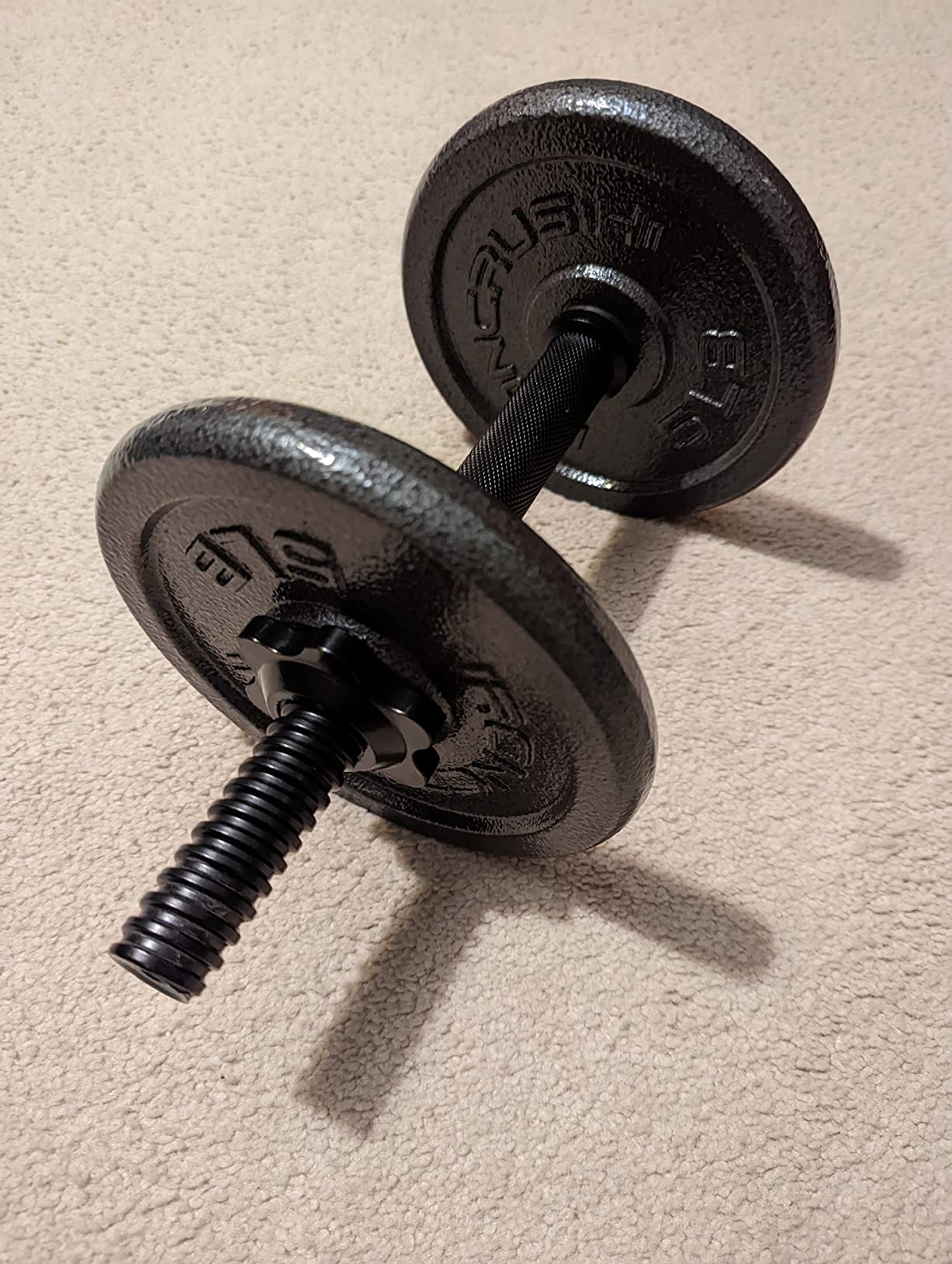 Standard 1 inch Cast Iron Weight plates - Superior Hammertone Finish, Wider Range 1.25-50 lbs Weights. Ideal for Dumbbell Handles, 1in Barbells, Adjustable Kettlebell Handles - Sold in Pairs customer photo 2