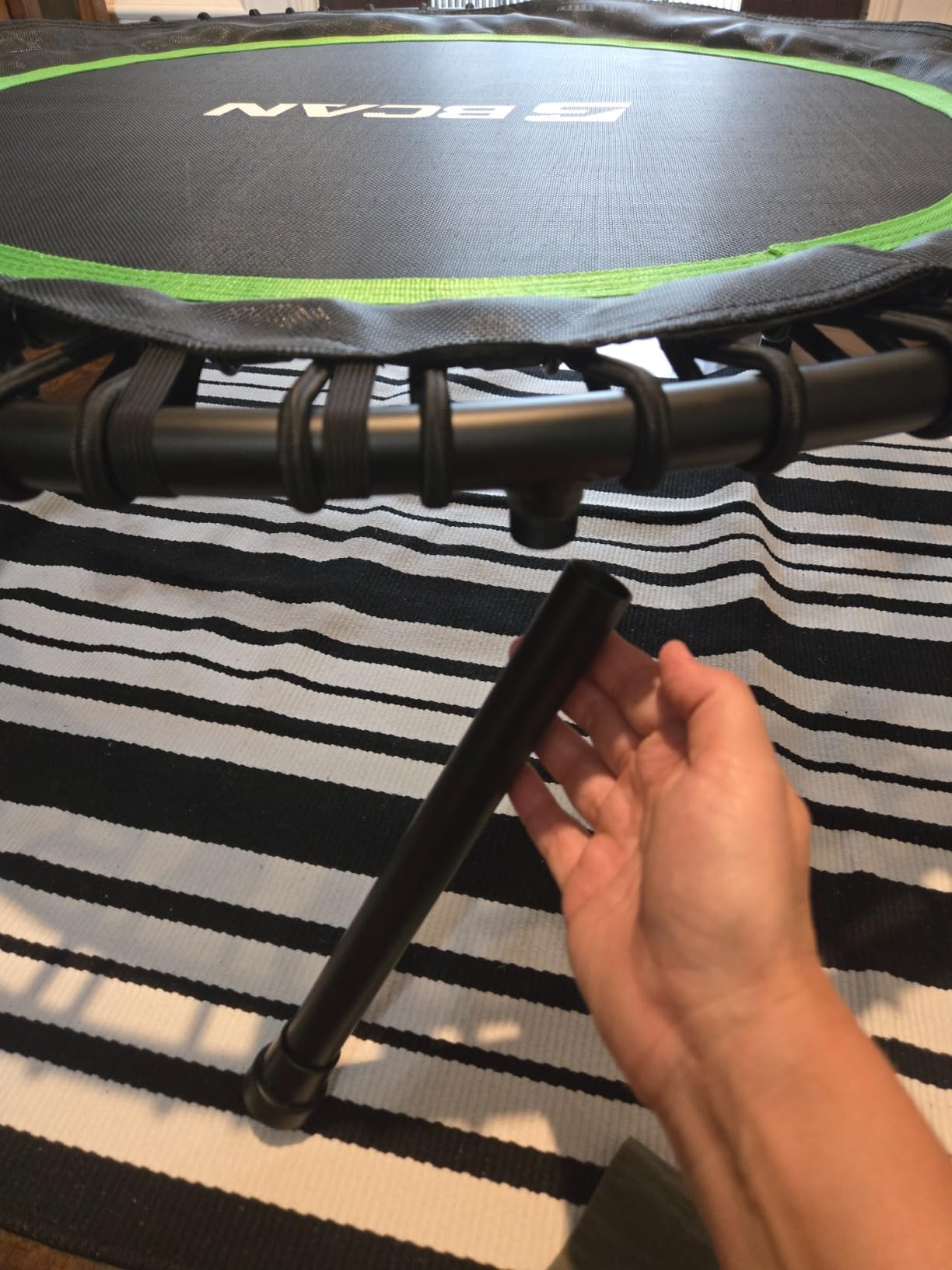 BCAN BT2 450/550LBS Mini Rebounder Trampoline for Adults with Bar, Fitness Trampoline with Bungees, Adjustable Handle, Stable & Quiet, Indoor Outdoor customer photo 1
