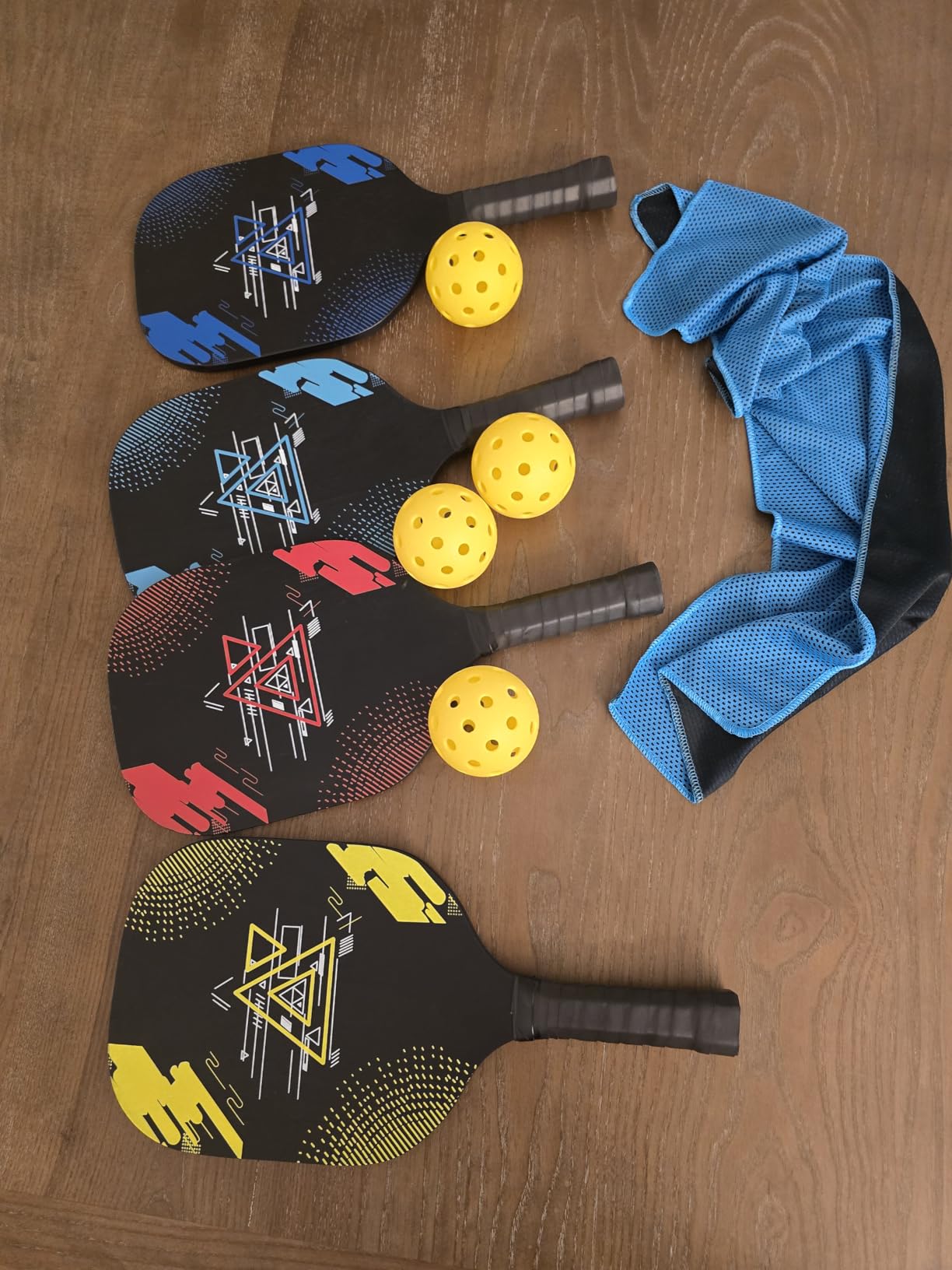 Pickleball Set with 4 Premium Wood Paddles, Cushion Comfort Grip, 4 Cooling Towels, 4 Pickleball Balls & Carry Bag, Pickle Ball Paddle for Men Women customer photo 2