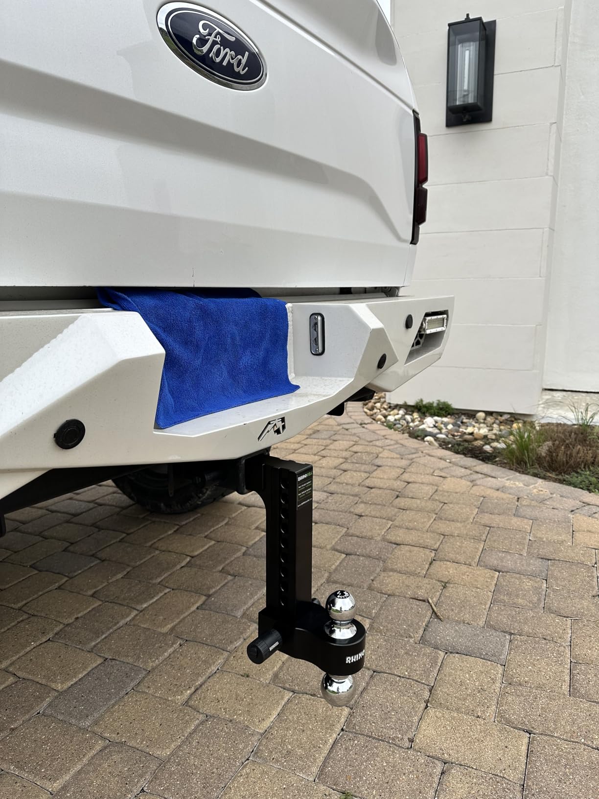Rhino USA Adjustable Trailer Hitch (2in Receiver) - 6in Drop/Rise | 12,500lbs GTW, Heavy Duty Aluminum. Weatherproof Double Anti-Theft Locking Hitch Pins Included for Towing. Black customer photo 1