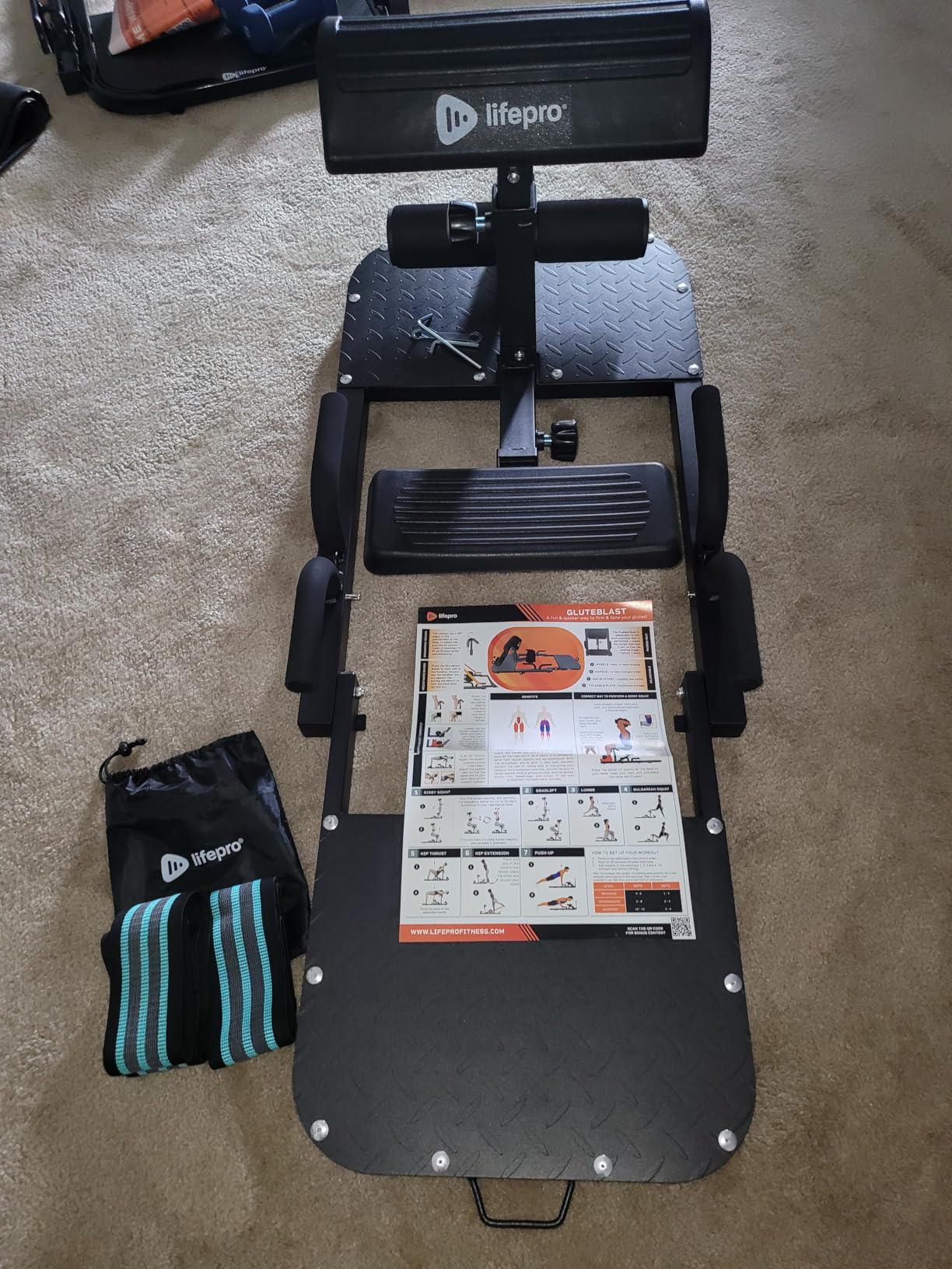 Lifepro GluteBlast Hip Thrust Machine - Foldable, Home Gym, 220 lb Cap | Sissy squat + hip thrust bench, powder-coated steel, PU leather pad, folds with wheels, 27.2
