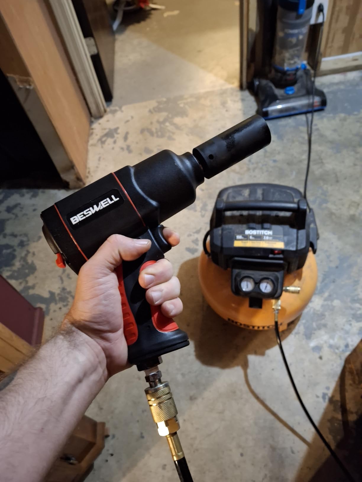 BESWELL BW-112BN 1/2-Inch Air Impact Wrench with 1180 Ft-Lbs Max Torque | FAST & POWERFUL: Twin hammer impact wrench delivers fast, high-torque power for auto repair, tire changes & body shop customer photo 2