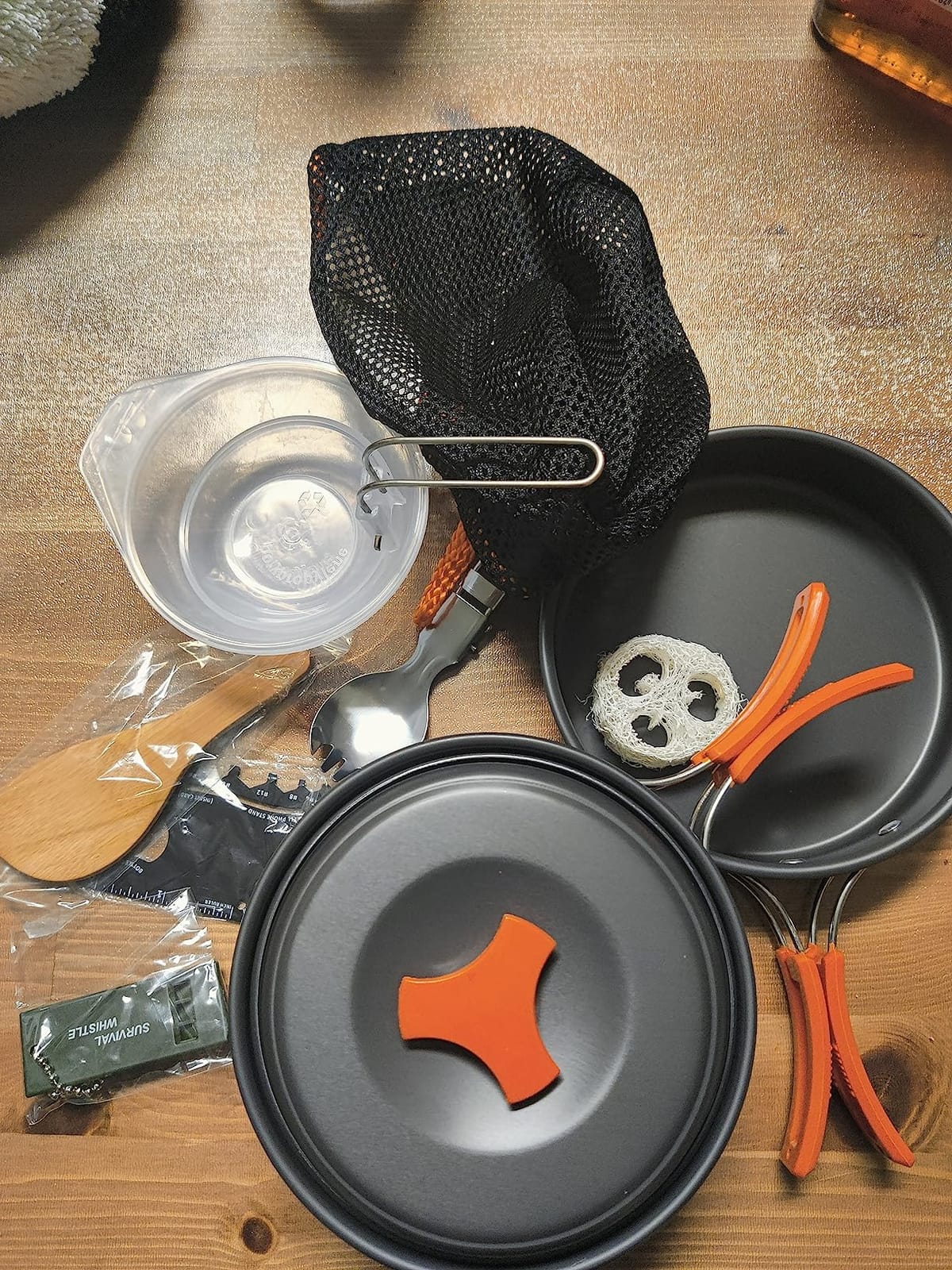 Smokey Camp Camping Cookware Mess Kit Set with Stove - Backpacking Camping Pots and Pans Set, All in One Non-Stick Camping Cooking Set, Portable Stove, Hiking, Picnic, Outdoor & Camping Cookware Set customer photo 2