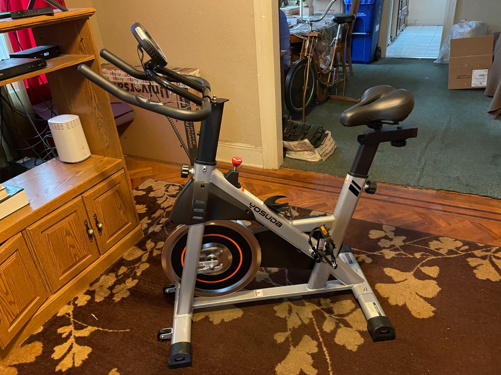 YOSUDA Exercise Bike, Magnetic Friction Stationary Bike with App Training | Magnetic Indoor Cycling Low Noise Bike for Home with 300 lb Weight Capacity, Tablet Holder and Fitness Course for Weight Loss customer photo 2