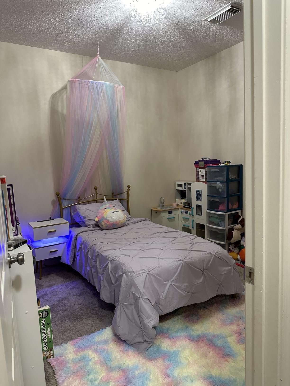 Sublaga Mosquito Net for Bed, Large White Bed Canopy for Girls, Hanging Bed Net, Easy Installation Ideal for Bedroom Decorative, Travel with Storage Bag (Lace Flower) customer photo 1