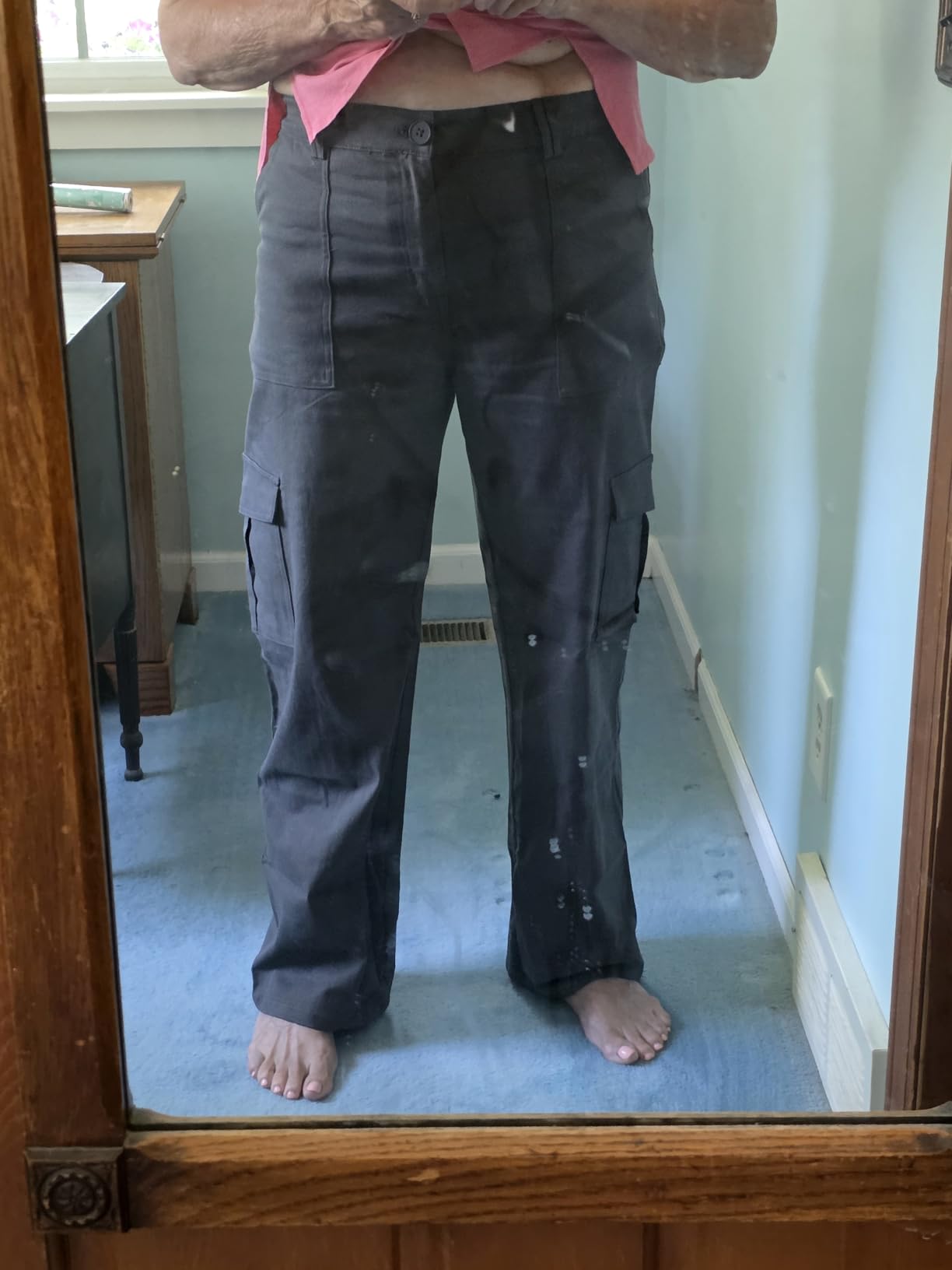 Cargo Pants for Women High Waisted Casual Pants Baggy Stretchy Wide Leg Y2K Streetwear with 6 Pockets customer photo 2