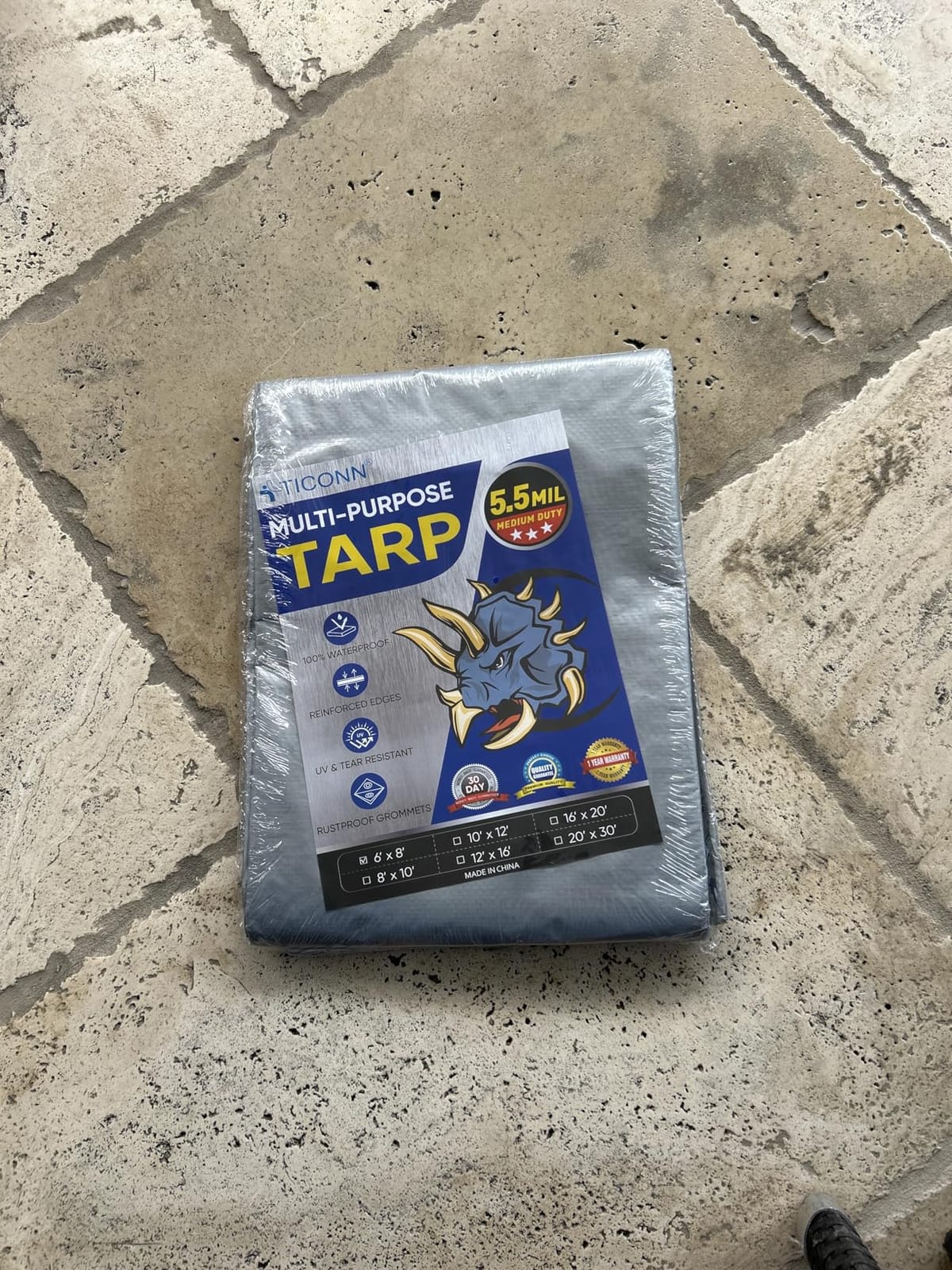 TICONN Heavy Duty Tarp Cover Waterproof, Extra Thick UV Resistant Tarpaulin, 5.5 Mil 6'x8' customer photo 2