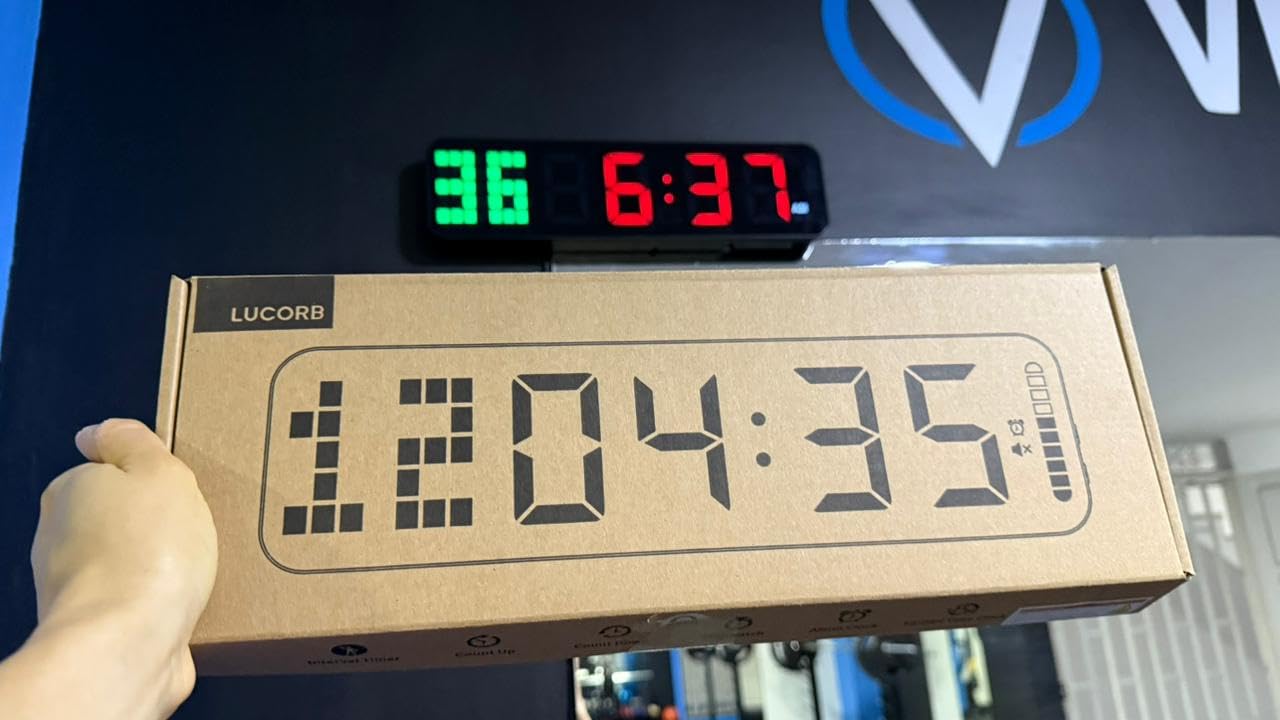 LUCORB Gym Timer - Large Digital Gym Clock Wall with Interval Time Progress Bar, Countdown/Up Stopwatch, Remote Control for Home Gym Garage Boxing Crossfit customer photo 1