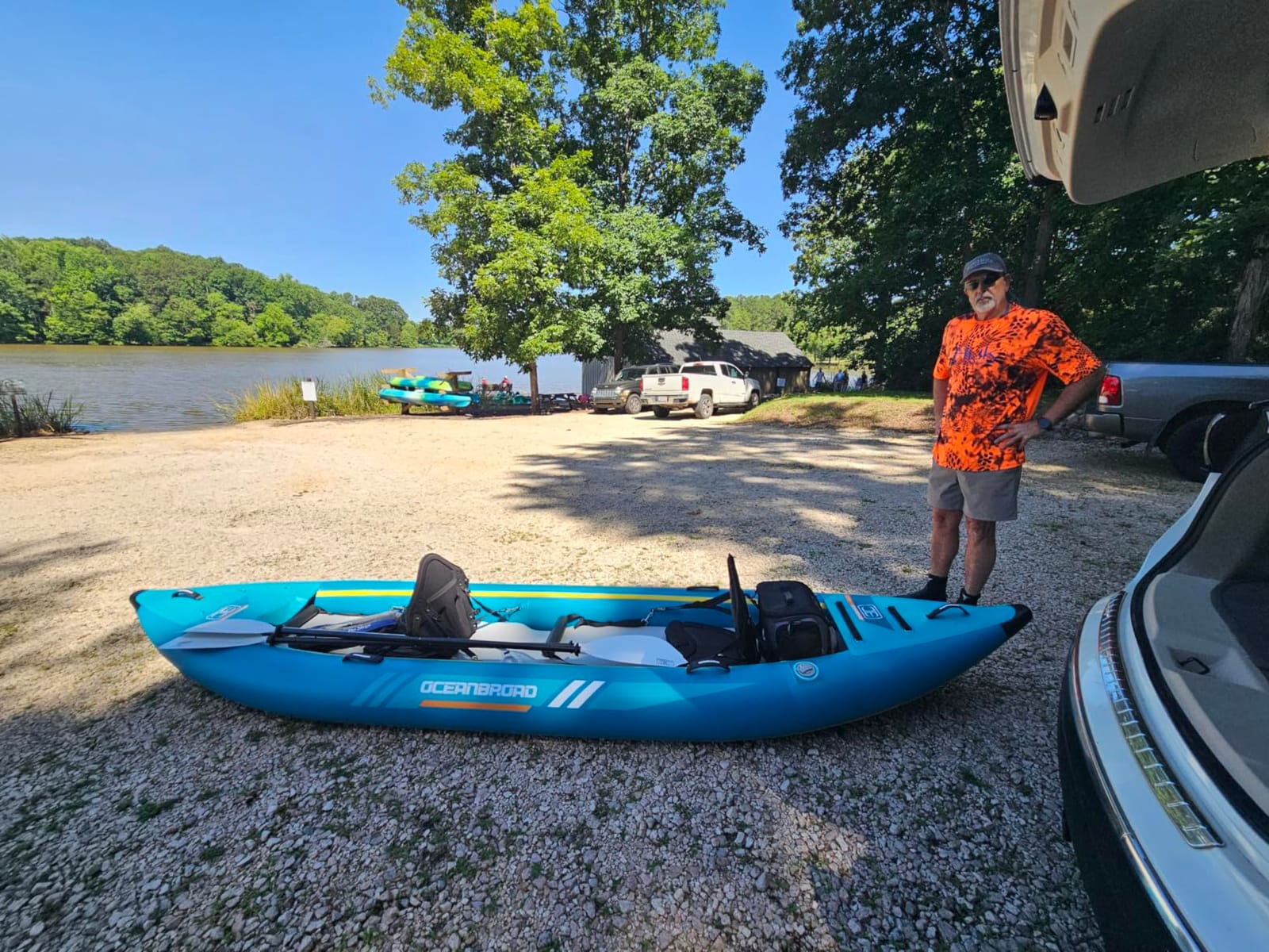 OCEANBROAD Inflatable Sit-in Kayak | 1 Person/2 Person Touring Kayak | Drop-Stitch Floor, 10.5ft/13.7ft, Single/Tandem, Blow Up Kayak for Adults with Paddle, Kayak Seat, Pedal, Hand Pump, Bag customer photo 1