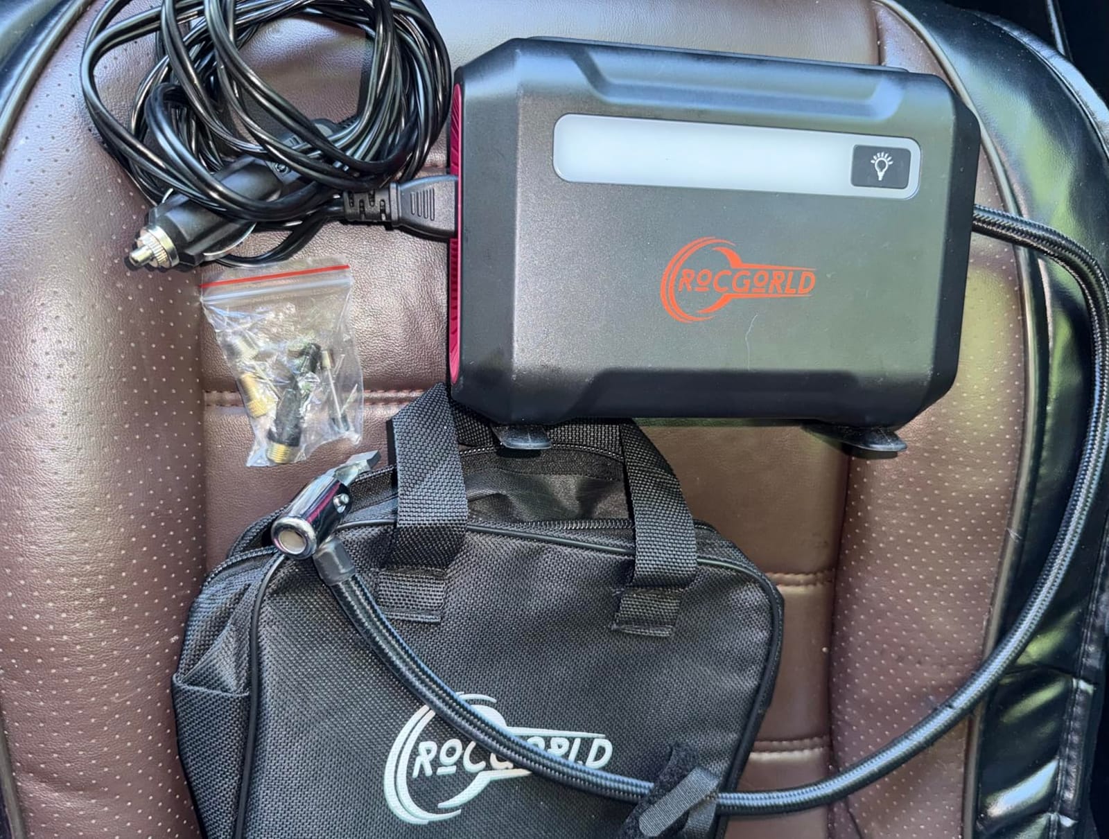 ROCGORLD R8 Tire Inflator Portable Air Compressor, DC 12V with Large Dual Digital Screen, 3X Faster Inflation Air Pump for Car, Bike, Ball, Motor customer photo 2