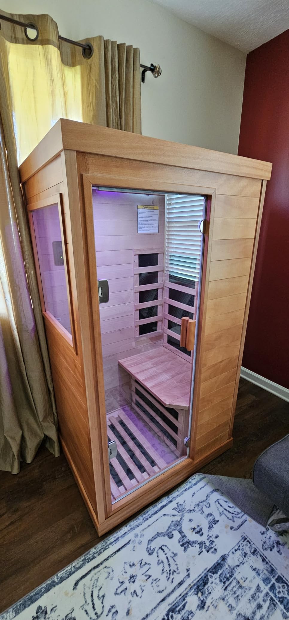 OUTEXER Outdoor Sauna 2 Person Sauna Infrared Saunas with Red Light Therapy | Dry Sauna Room 2080W Red Cedar and Canadian Fir Wood Wooden Sauna Spa 48.8*38.19*81.89inch customer photo 2