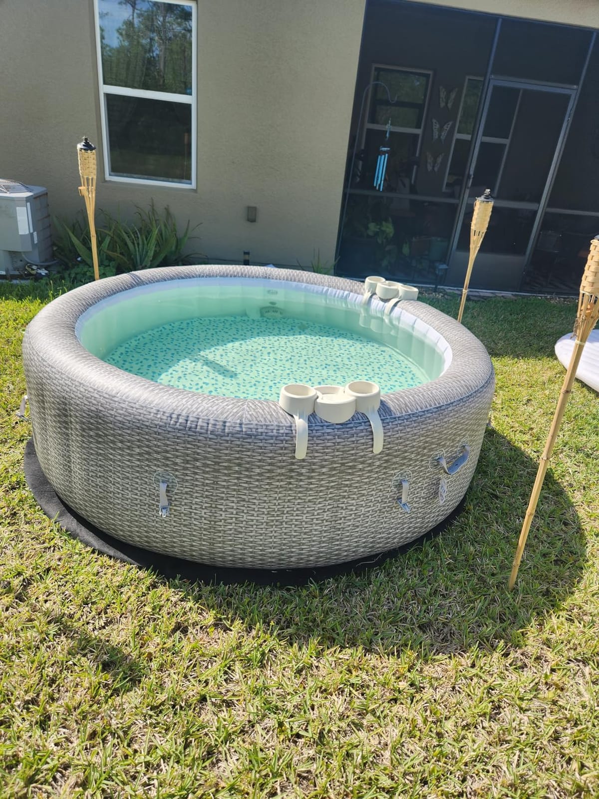Coleman SaluSpa Sicily Energy-Efficient 5-7 Person Inflatable Hot Tub | Smart AirJet Portable Outdoor Spa with EnergySense Insulated Cover and 180 Massage Jets, 85