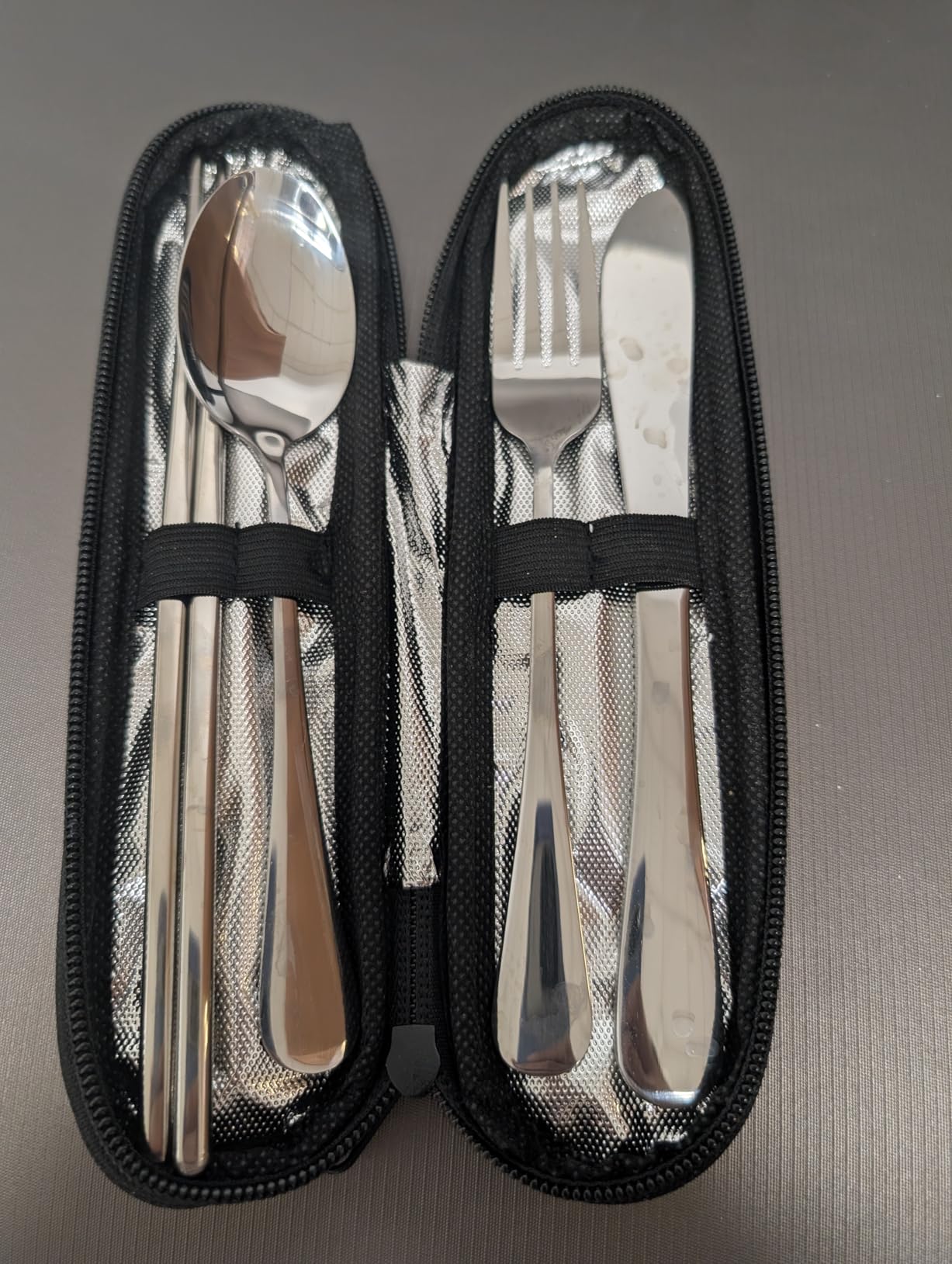 Travel Utensils with Case, Quatish Portable Silverware Set for Work, Stainless Steel Reusable Travel Cutlery Set, Fork and Spoon Set for Camping, Picnic, Gadgets, Lunch Box for Men, Black customer photo 1