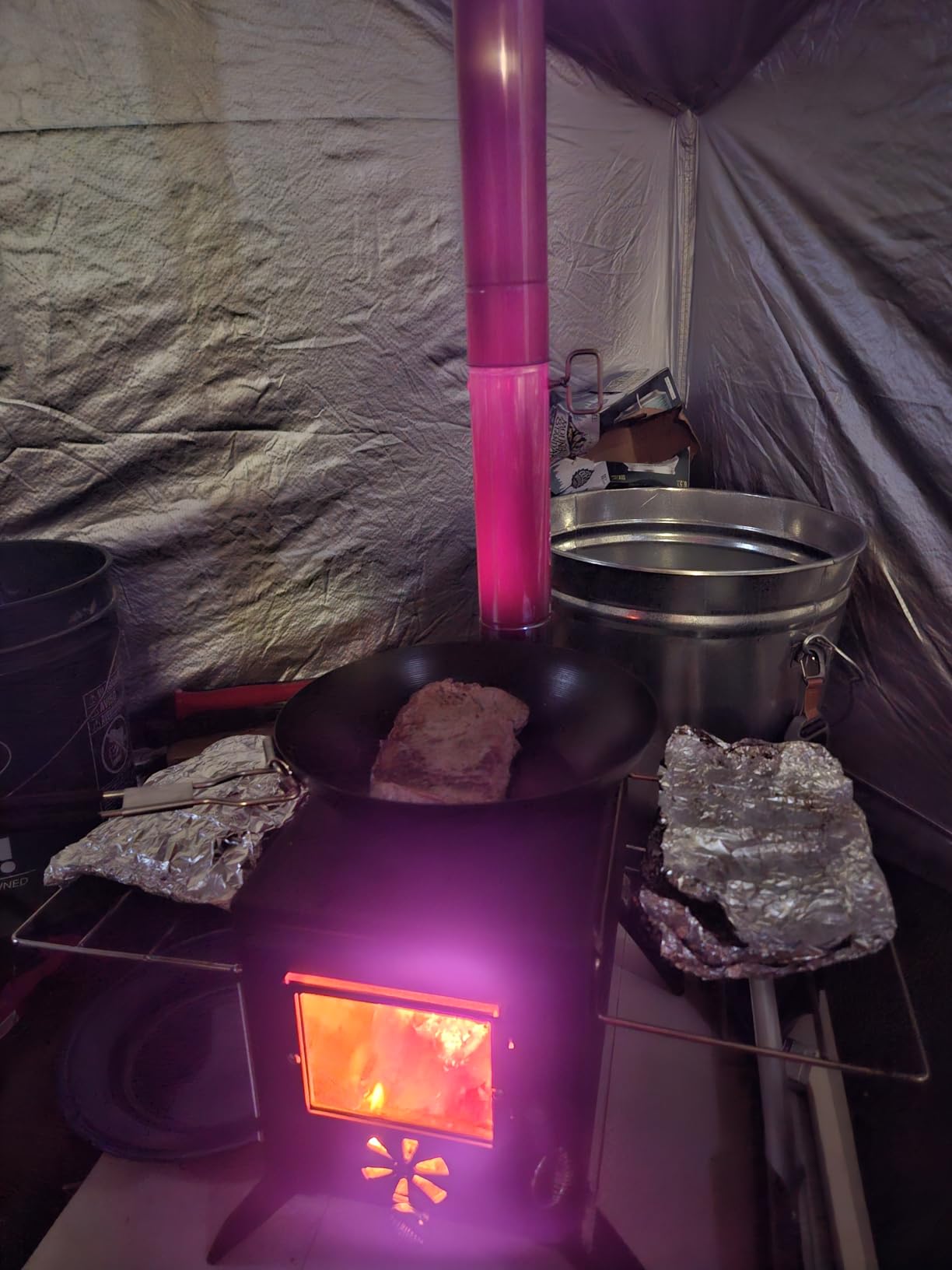 Hot Tent Stove, AVOFOREST Wood Burning Stove, Small Wood Stove with 7 Stainless Chimney Pipes for Outdoor Heating & Cooking, Ice Fishing, Hunting customer photo 2