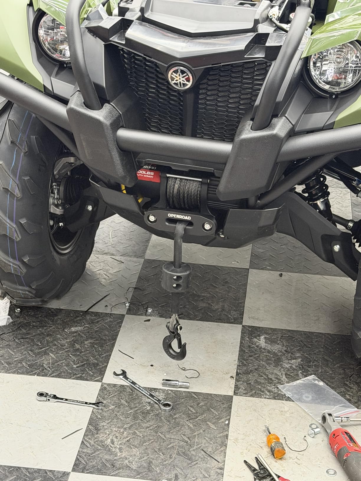 OPENROAD 4500 lb ATV/UTV Winch, 12V Towing Off-Road Electric UTV Winch with 1/4 inch x 50 ft Synthetic Rope, Wireless Remote and Rubber Stopper customer photo 1