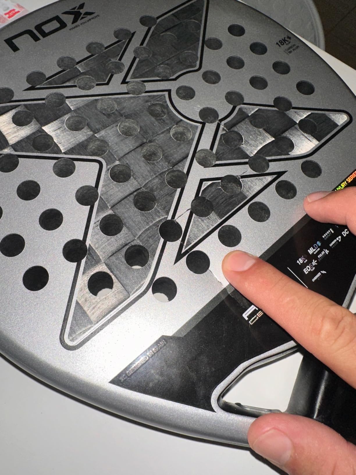 Padel Racket AT10 by Agustin Tapia 2024 | Luxury Series Teardrop Pala Padel | EOS Flap Aerodynamics & Custom Grip Technology | 18K Aluminized Carbon with MLD Black Eva Core customer photo 1