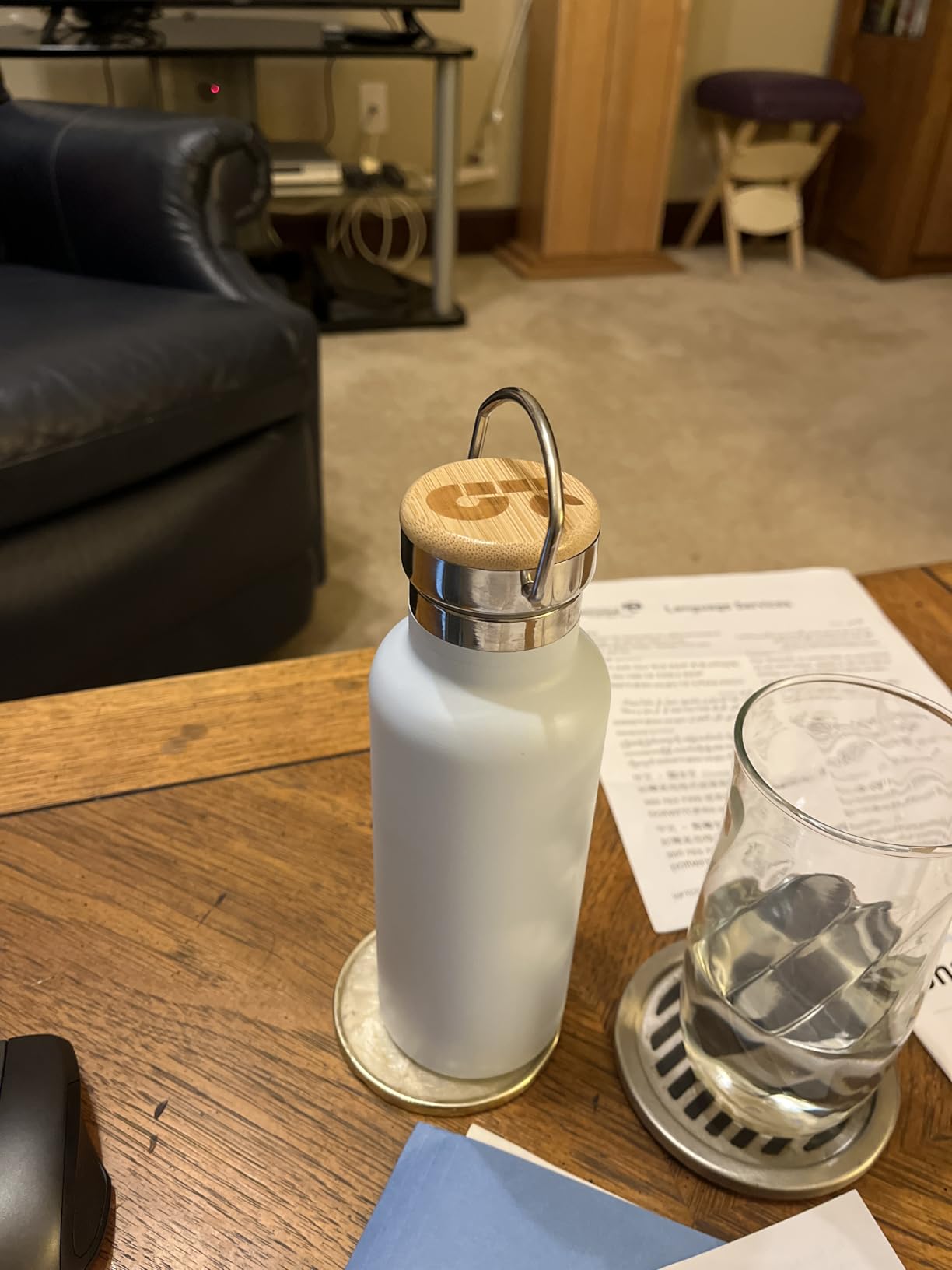 Bambaw 24 oz Stainless Steel Water Bottle, Insulated Metal Water Bottle Wide Mouth, Great for Hiking & Travel, With Handle Easy to Carry, Rust-Resistant & Durable (Aegean Blue) customer photo 1