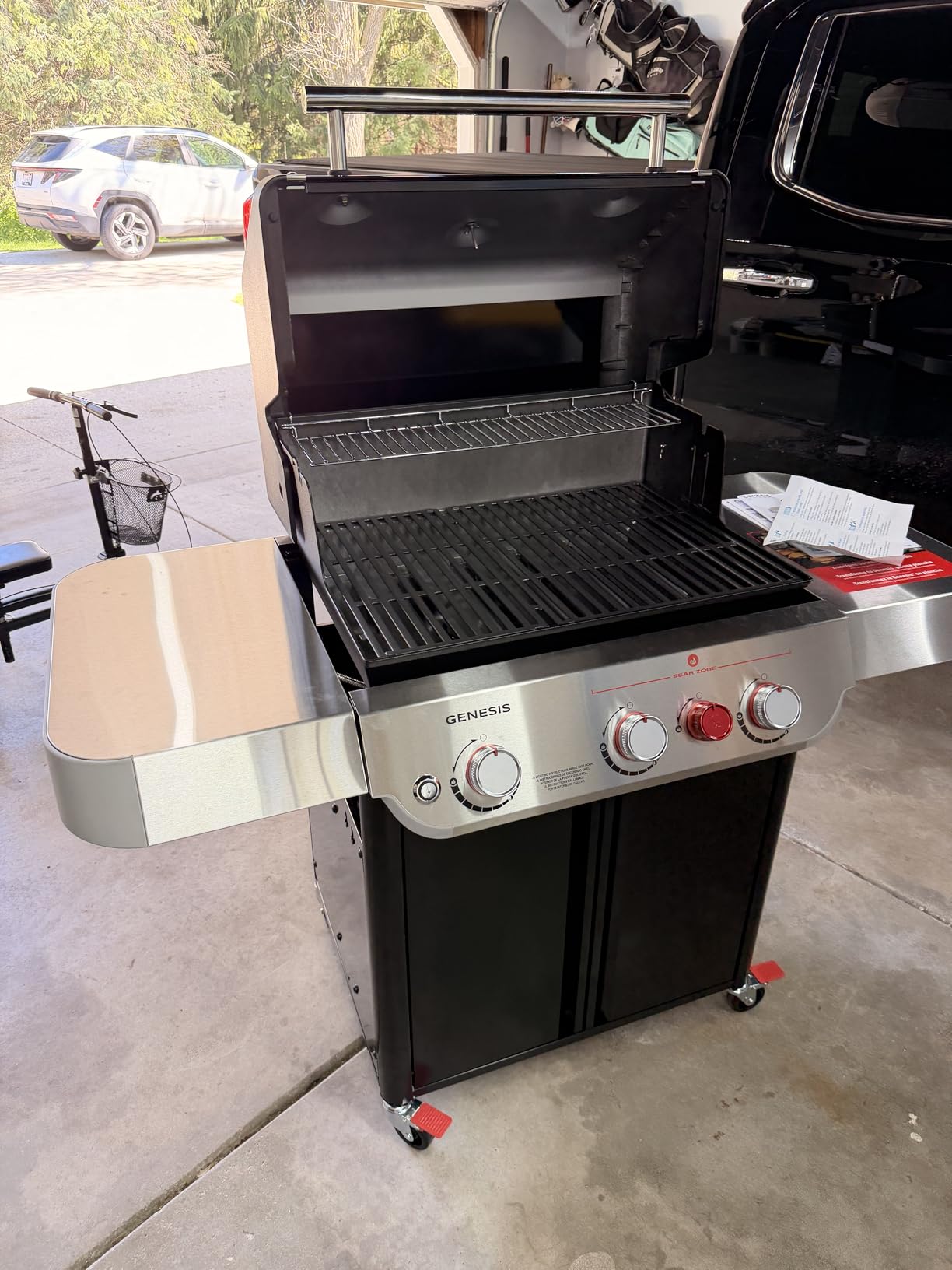 Weber Genesis E-325 Gas Grill, Outdoor Cooking, Propane Grill, Black | 3 PureBlu Burners, XL Sear Zone, Porcelain-Enameled Cast-Iron Grates, Stainless-Steel Side Tables, BBQ Grill, Weber Grill customer photo 1