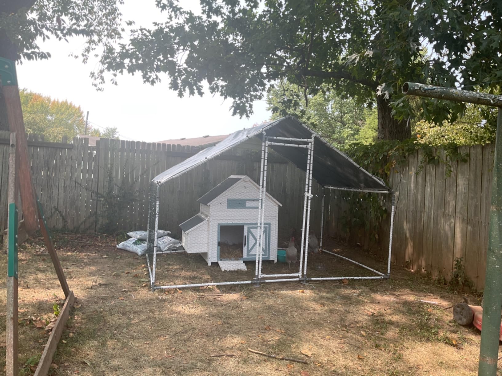 NUGRIART Large Metal Chicken Coop Walk-in Poultry Cage with Water-Resistant and Anti-UV Cover Duck Rabbit Cat House Outdoor Chicken Run Pen with Spire Shaped Cage customer photo 2