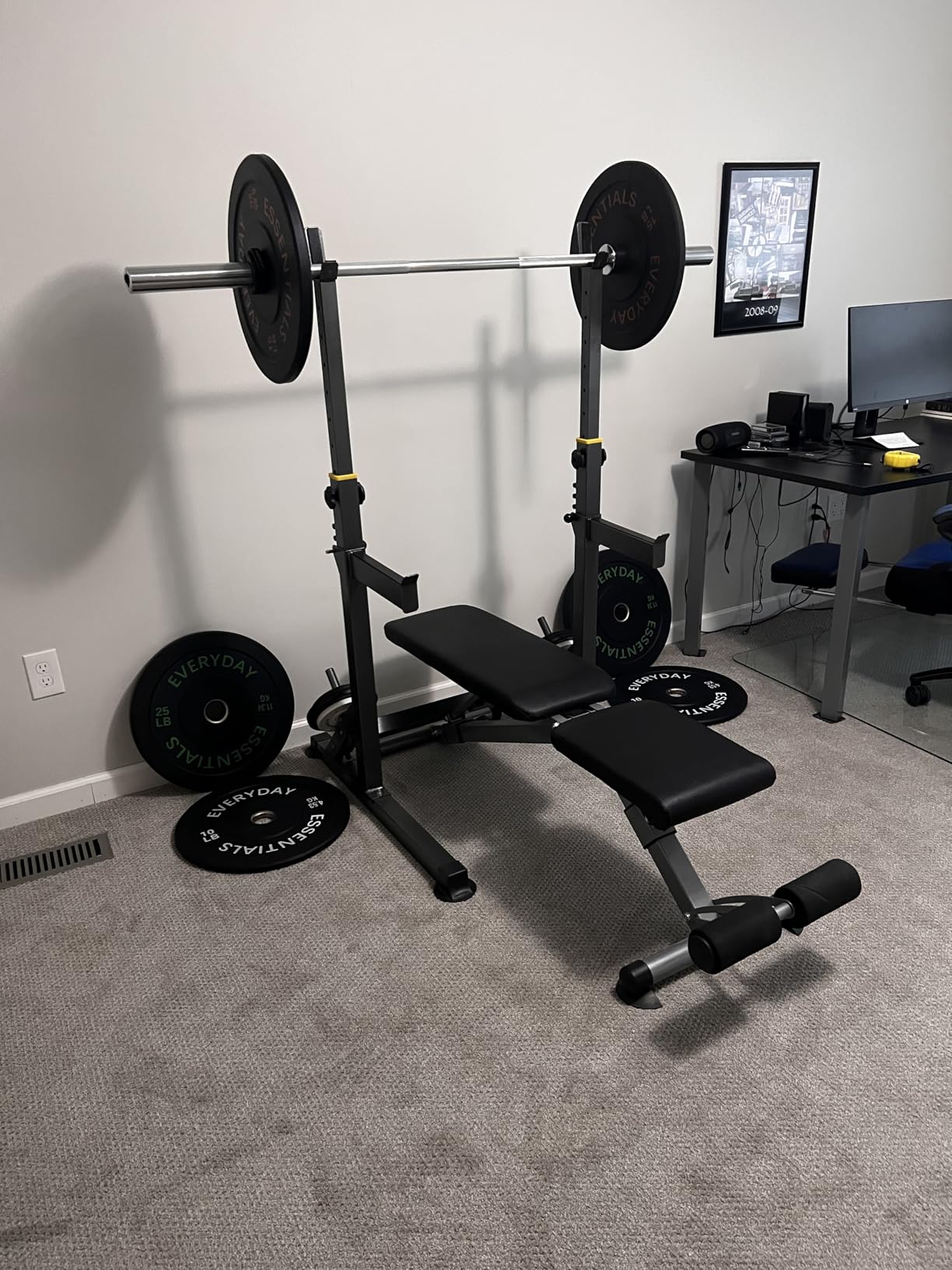 K KiNGKANG Squat Rack, 600lbs Adjustable Barbell Rack for Home Gym | Heavy-duty steel frame, 600lbs max load, adjustable width 27.9-47.2 inches, compact foldable design, multi-function training customer photo 2