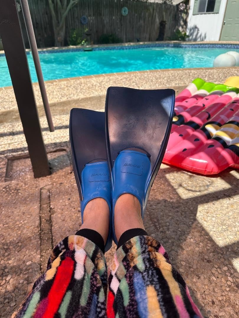 Sporti Unisex-Adult & Kids Long Floating Swim Fins for Pool Lap Swimming | Rubber Flipper, Long-Blade Kick Aid, Slip-on Foot Pocket,Technique Drills,Body Position, Recreational Swimming & Snorkeling customer photo 2