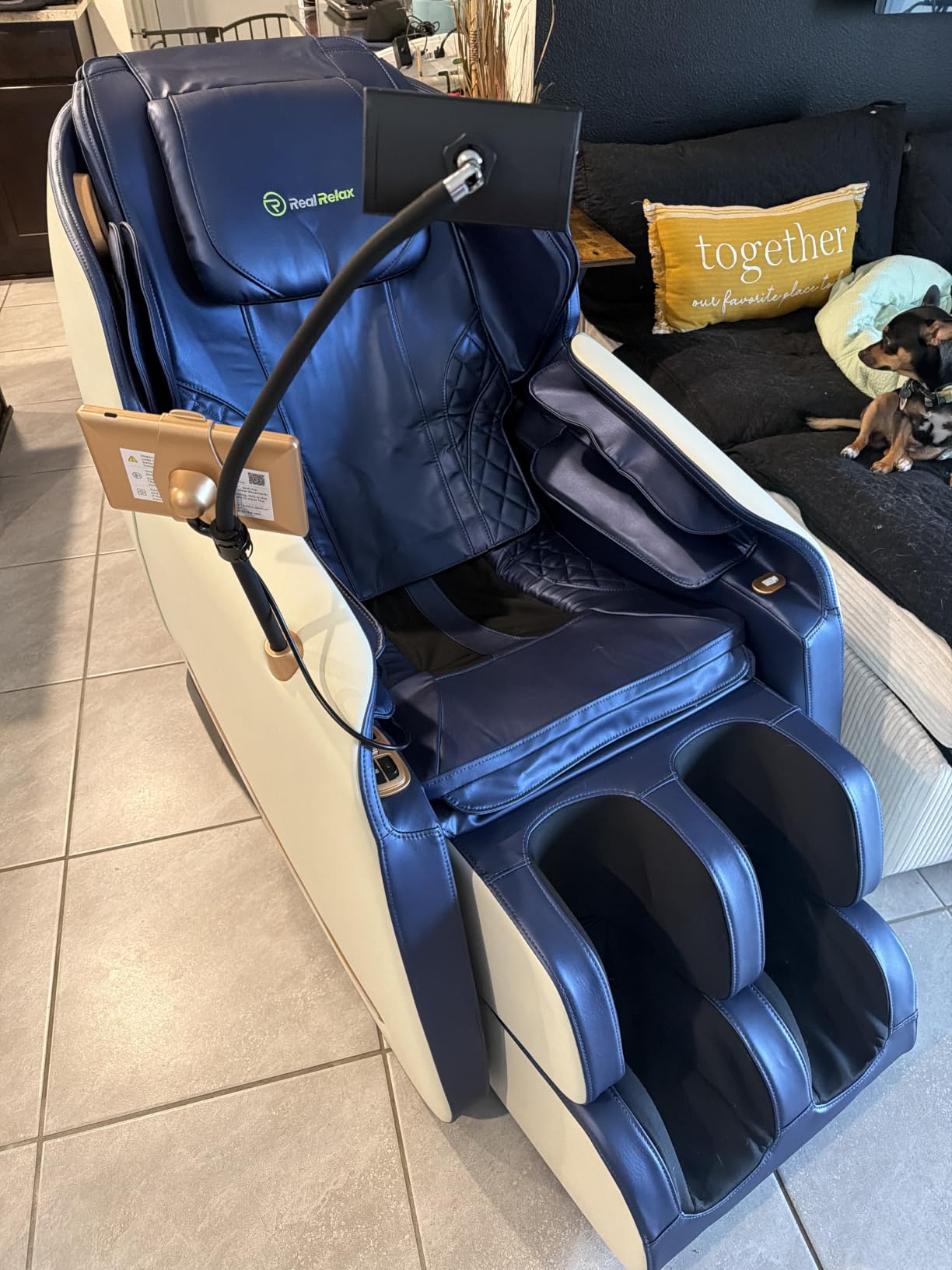 Real Relax Massage Chair Full Body with Unique Phone Controller, Zero Gravity 3D SL-Track Recliner with APP Control, Child Lock,Pause Button, Favor-06, Black customer photo 1