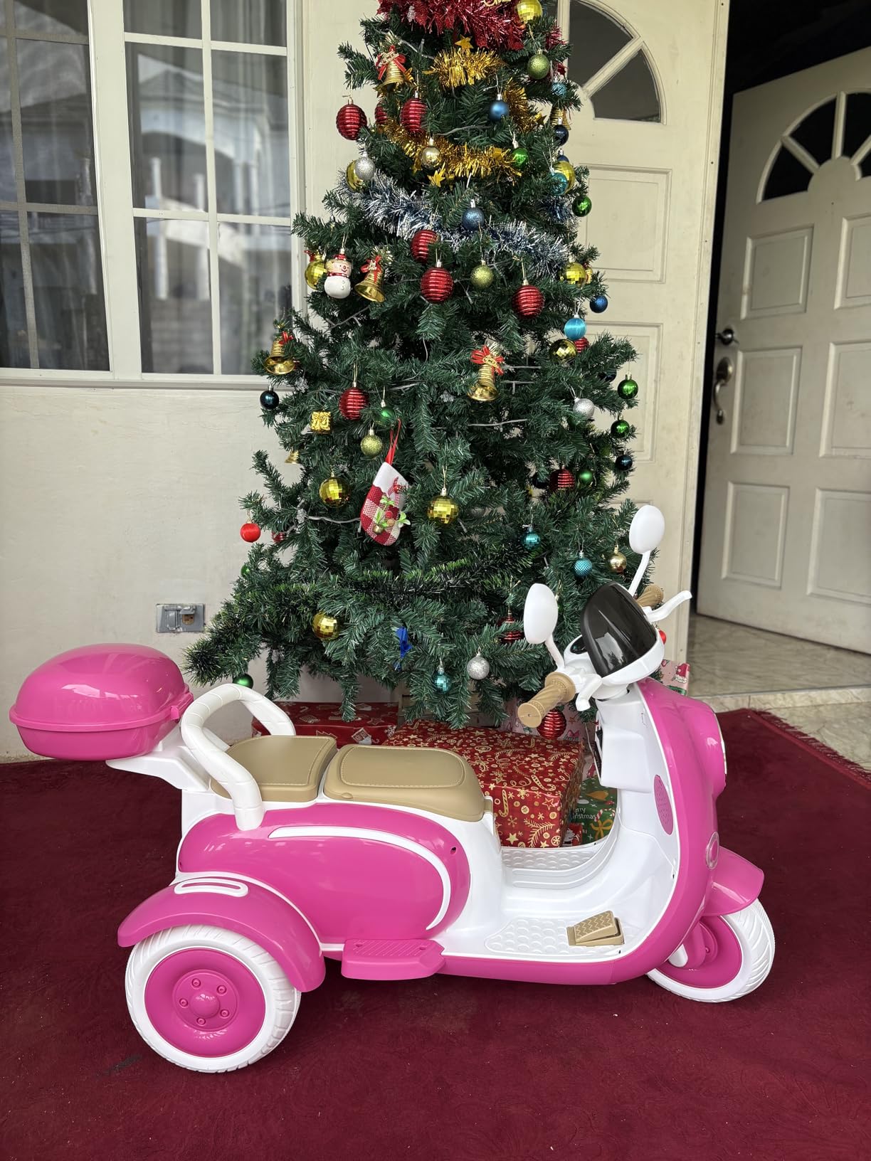 12V 2-Seater Ride on Motorcycle for Kids with Parent Remote Control, 3-Wheel Electric Motorcycle with Music, Horn, Lights and Big Storage Box, Dual Motor Ride on Motorcycle for Girls Boys customer photo 2