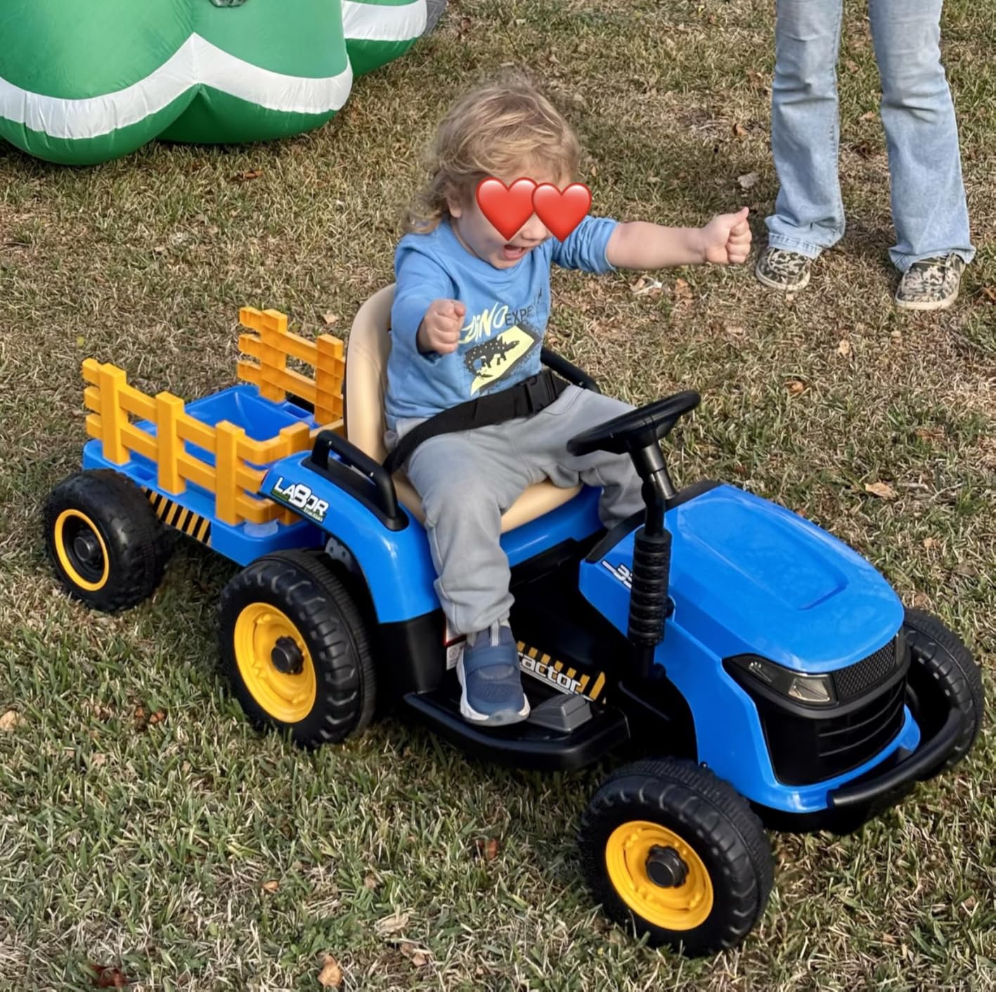 ARBELI 12V 7AH Kids Ride On Tractor w/Trailer & Remote Control, Green | Ride on toys for kids ages 2-5, dual 45w motors, shifter, 66lbs weight capacity, bluetooth music, birthday gift customer photo 1