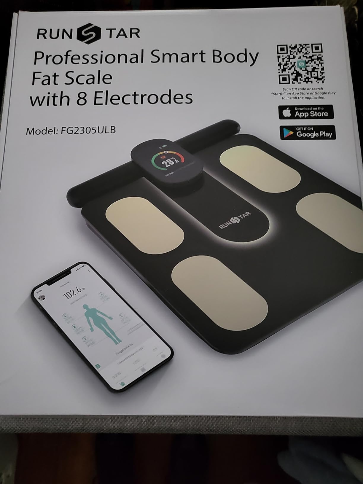 Runstar Smart Scale FSA&HSA Eligible, 8 Electrodes Digital Bathroom Scale for Body Weight and Fat, BMI, Muscle Mass 28 Body Composition Measurement, with Full-Color TFT LCD on Retractable Handle customer photo 2