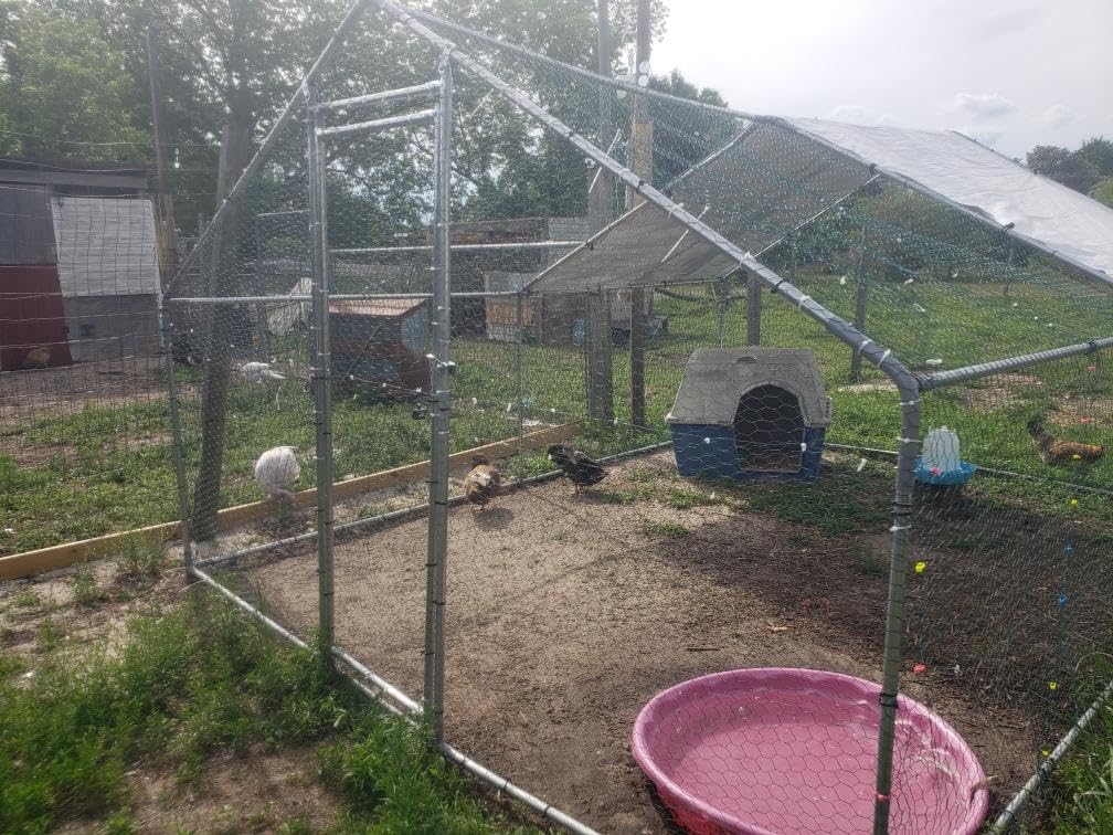 HEYTOWN Large Metal Chicken Coop Chicken Pen with Water-Resident and Anti-UV Cover Walk-in Poultry Cage Chicken Runs for Yard with Cover Duck Rabbit Dog House Outdoor customer photo 2