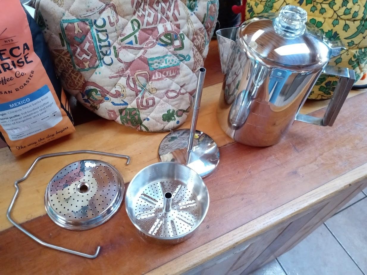 KingCamp Percolator Coffee Pot, 304 Stainless Steel with Wood Handle, 9 Cup customer photo 1