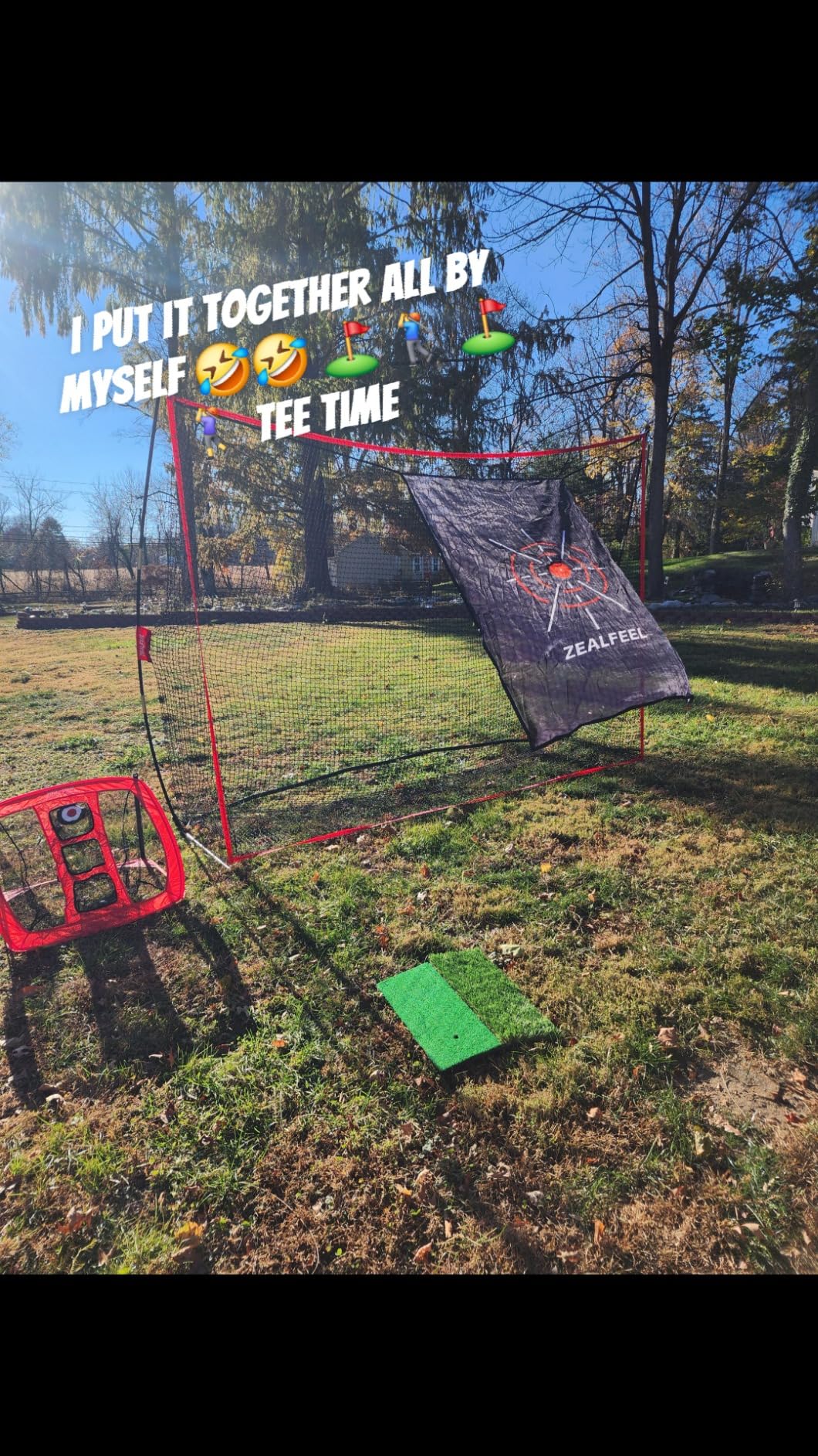 ZEALFEEL Golf Net, 10 x 7 ft Hitting Practice Set with Chipping Net | Foldable Mat, Silk Target, 8 Tees, 6 Balls & Carry Bag, For Backyard Driving, Chipping and Indoor or Outdoor Practice customer photo 1
