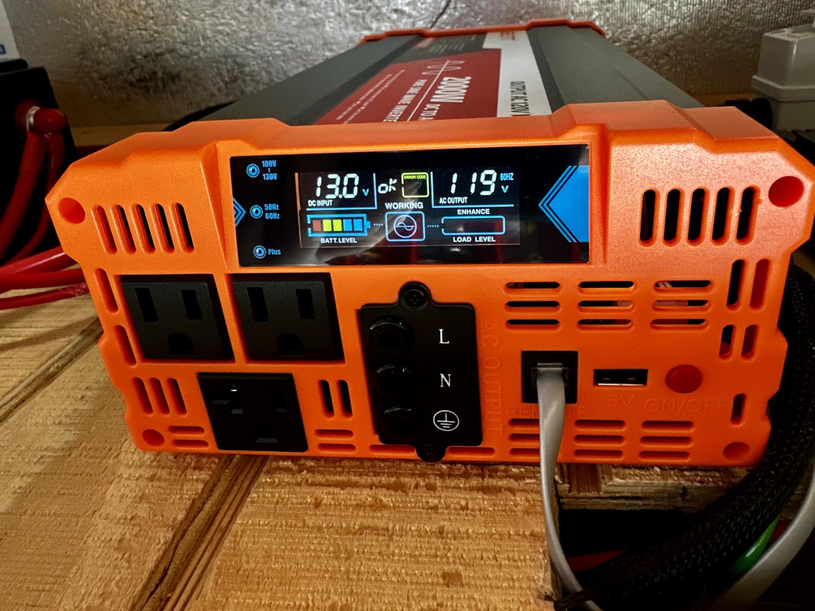 BELTTT 2000W Pure Sine Wave Inverter 12V DC to 120V AC, 4000W Surge | LCD Display, Dual AC and 20A Outlets, 23ft Remote, Hardwire Port, USB, Power Inverter for Solar, RV Truck, 93% Max Efficiency customer photo 1