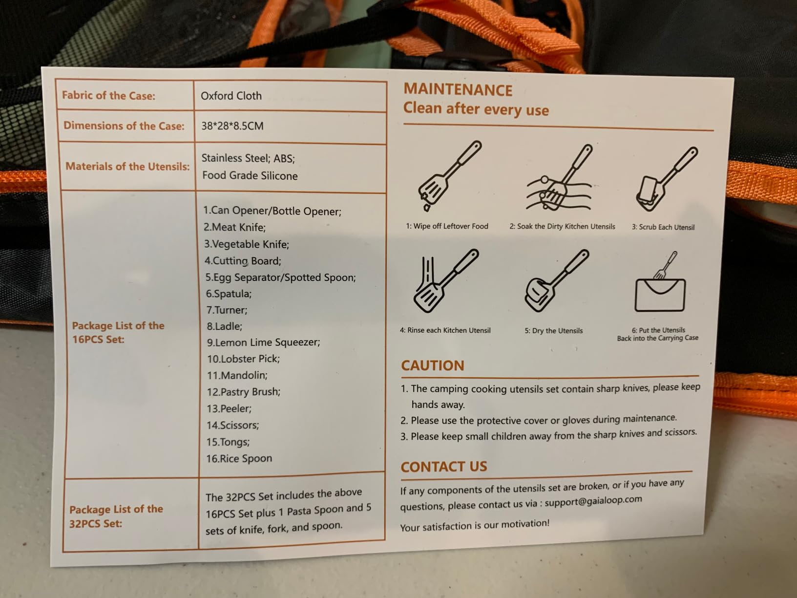 Gaialoop Portable Camping Cooking Utensils Set, Camp Kitchen Set with Organizer Bag, RV Essentials Outdoor Cooking Utensil Kit for Travel, Picnics, Camping, BBQs, Parties customer photo 2