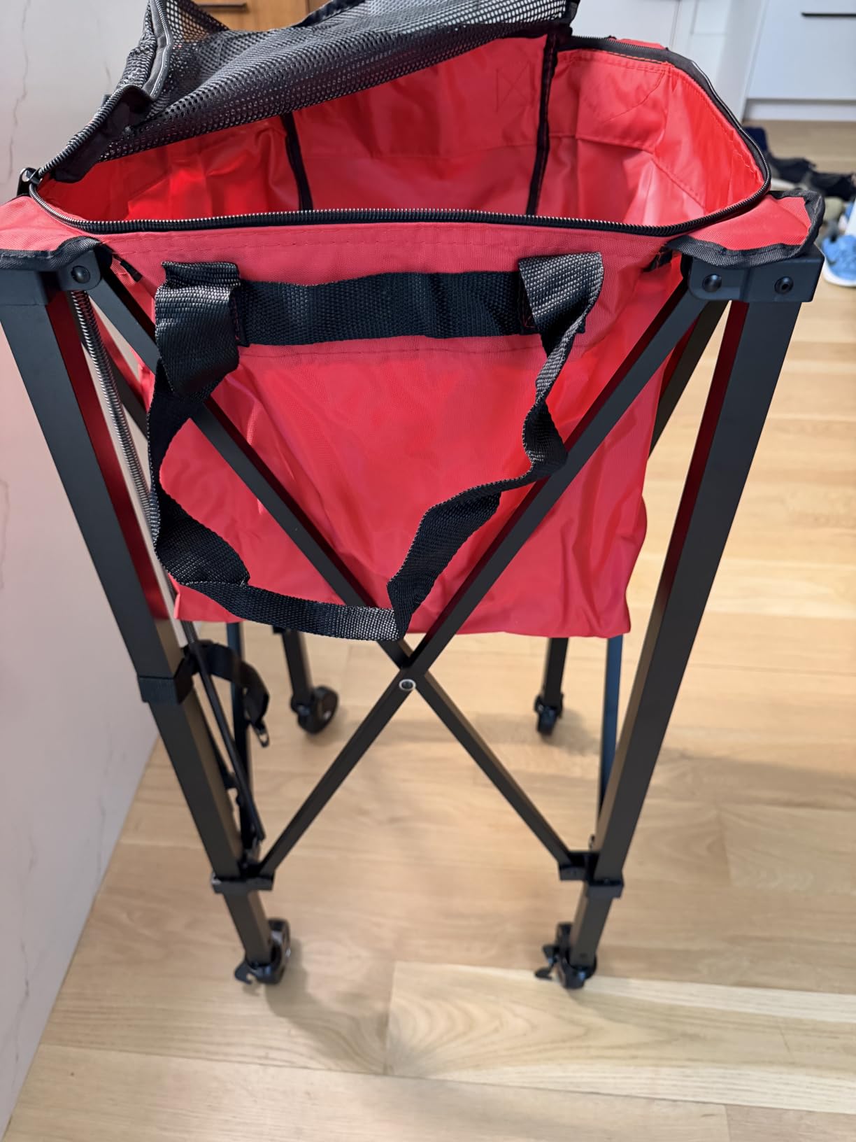 YooKoo Tennis Ball Hopper Holds 150 Balls, Tennis Cart with Black/Red Bag | Rugged Bag; Waterproof & Easy Clean; Pin-Secured; Pickleball/Baseball/Table Tennis Storage; For Coaching, Training customer photo 1